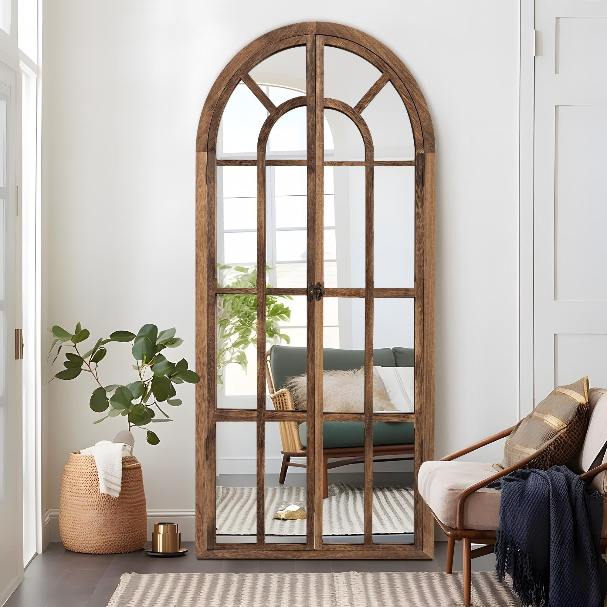 Window Mirror Arched Wood Mirror 71'' L*31'' W