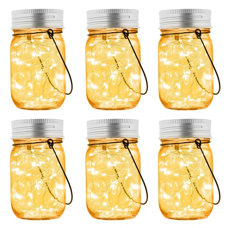 Solar Powered LED Outdoor Mason Jar Lantern (Set of 6)