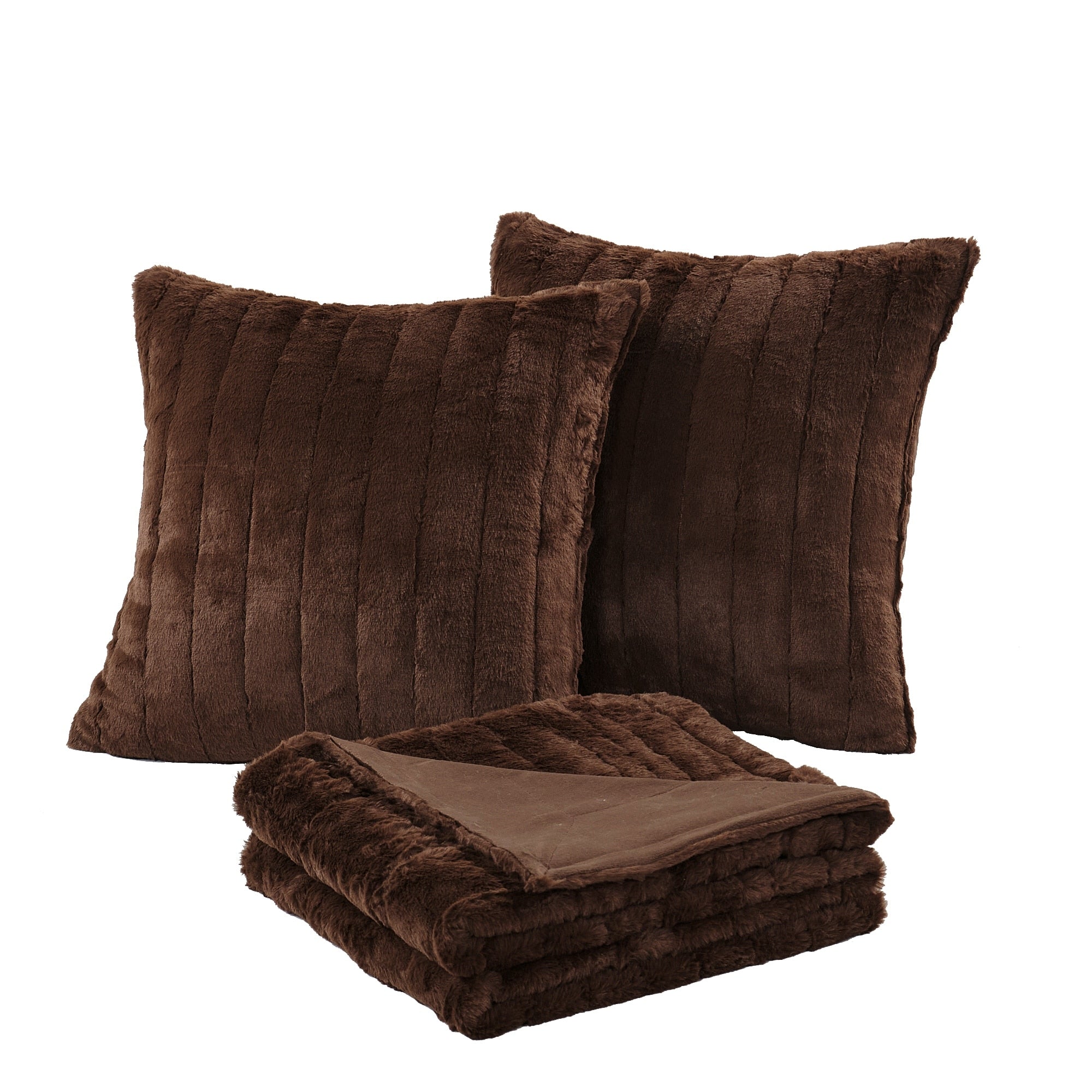 FakeFur Throw & 2 Pillow Shell Combo Set