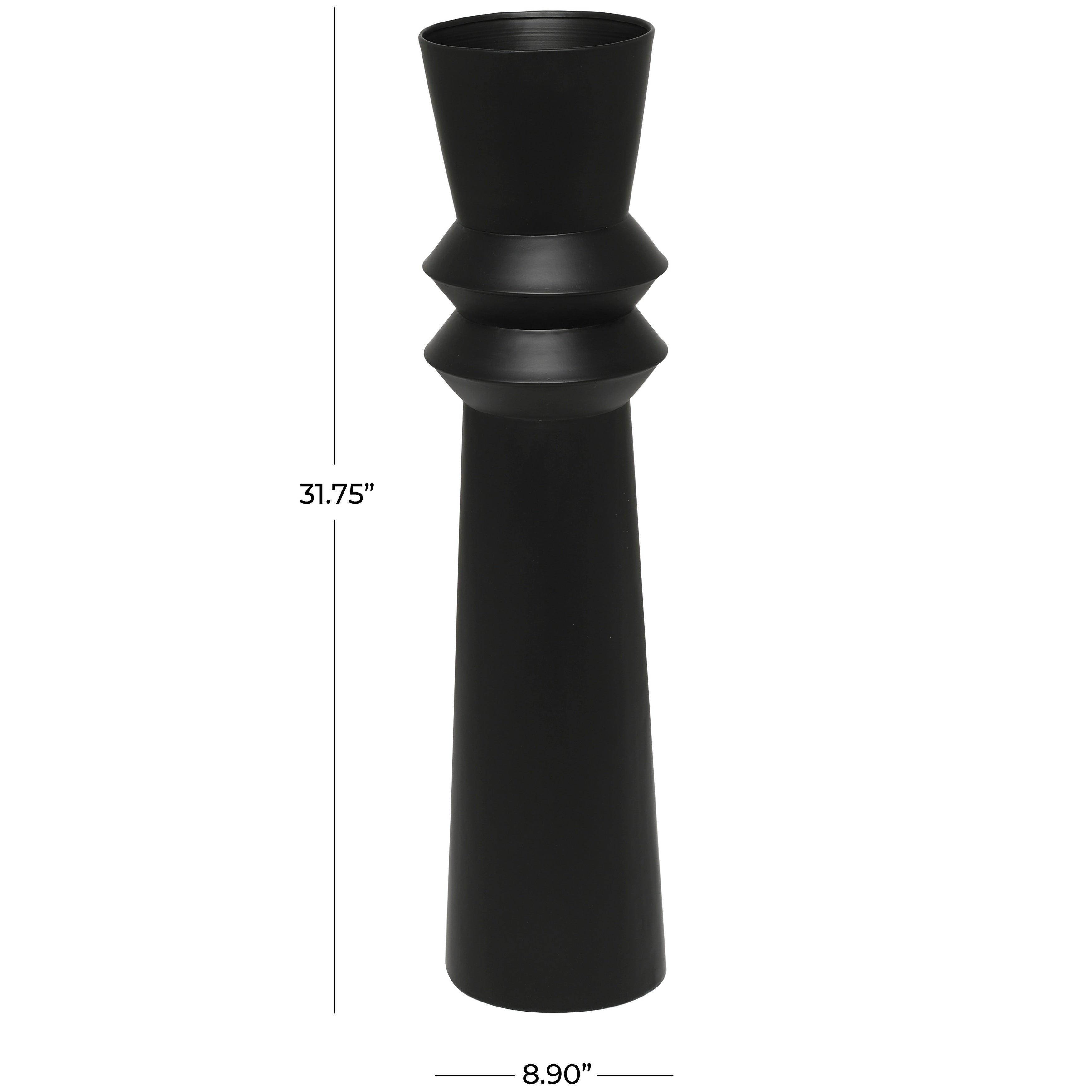 The Novogratz Black Metal Tall Art Deco Fluted Floor Vase