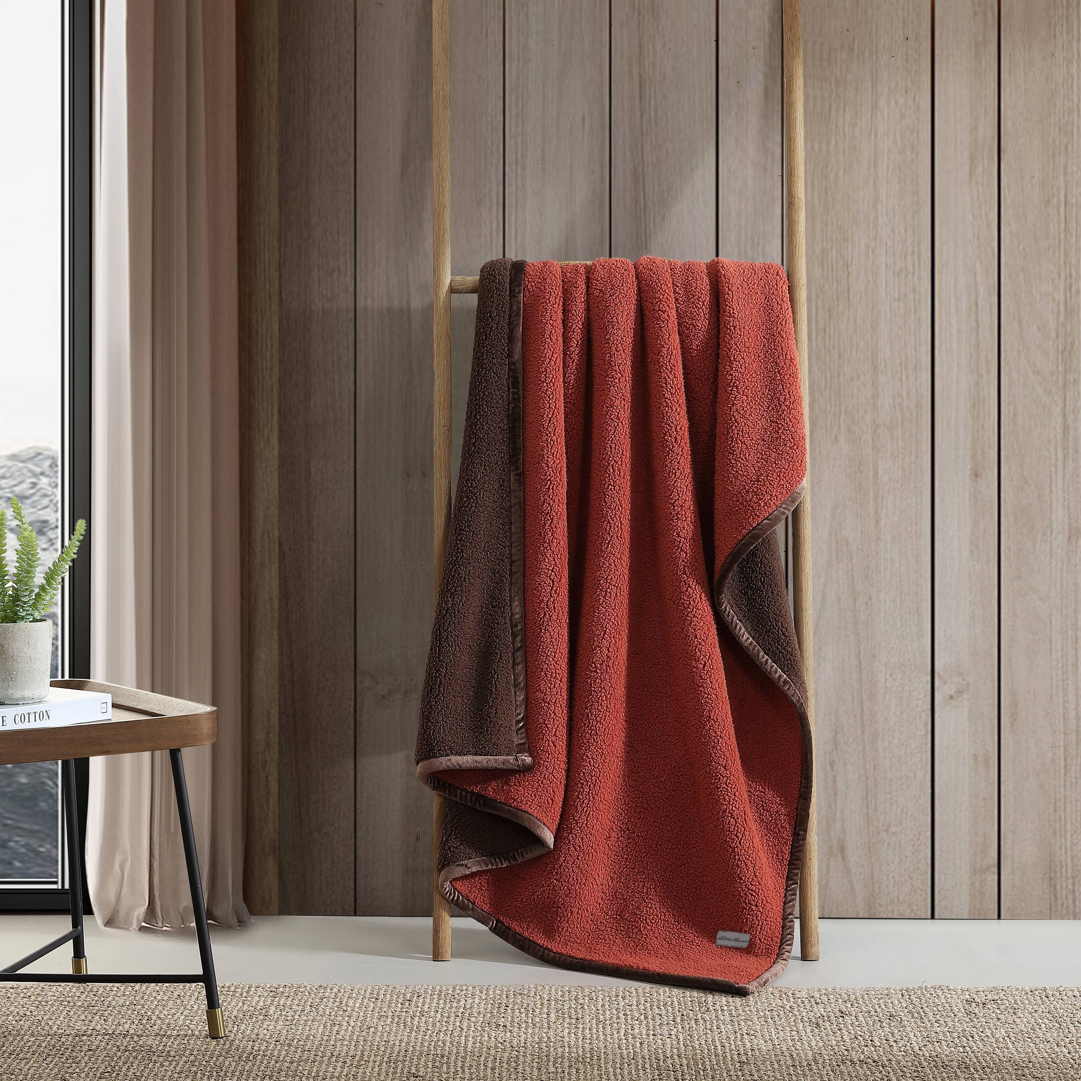 Eddie Bauer Bi Colored Sherpa Reversible Throw Blanket