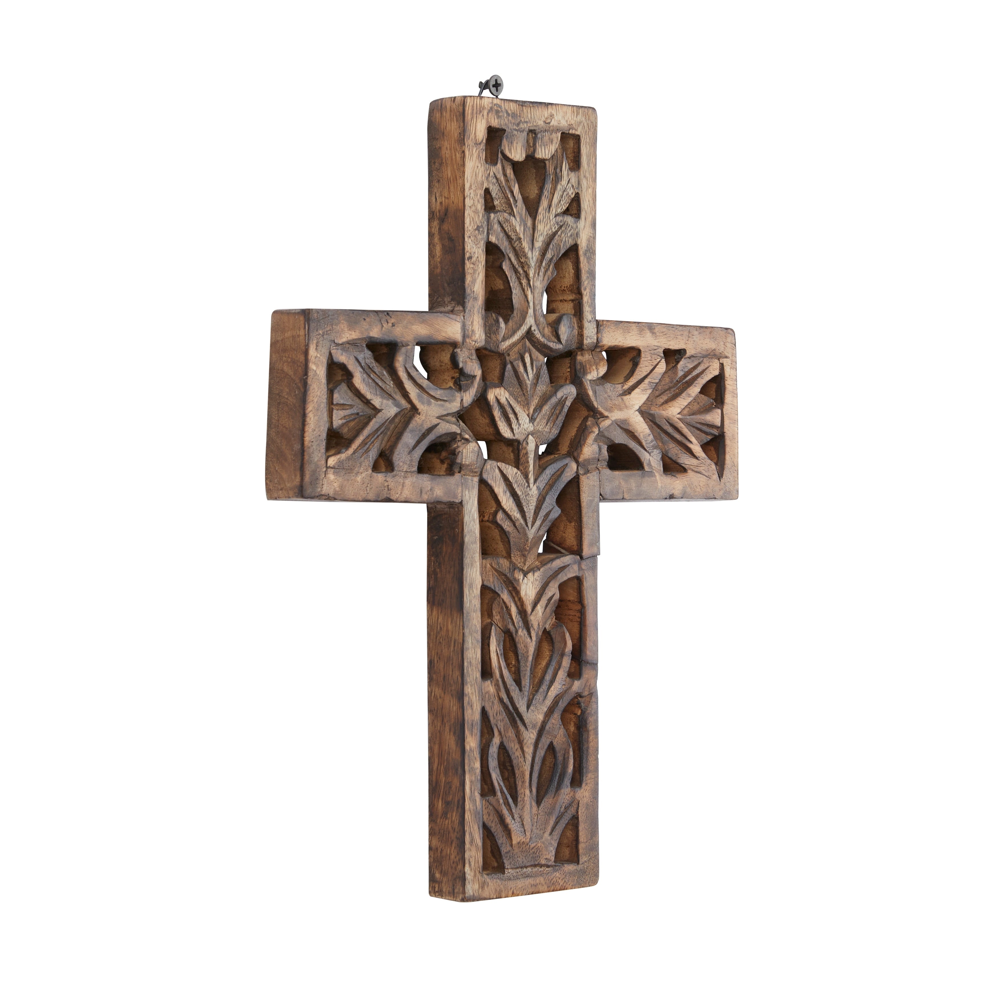 Brown Wood Traditional Wall Decor Cross 12 x 9 x 1