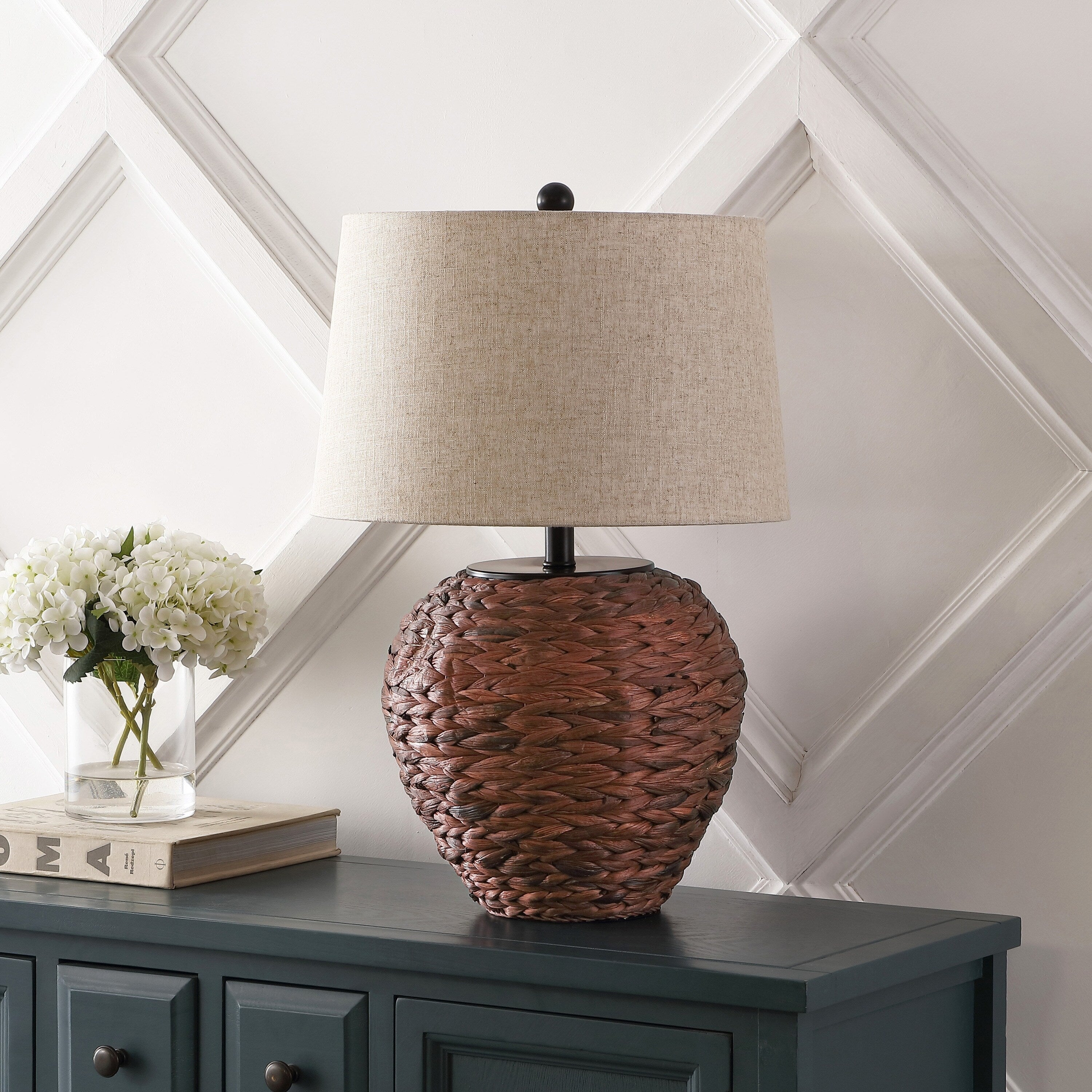 Elicia 24.5 Banana Leaf Basket LED Table Lamp, by JONATHAN Y