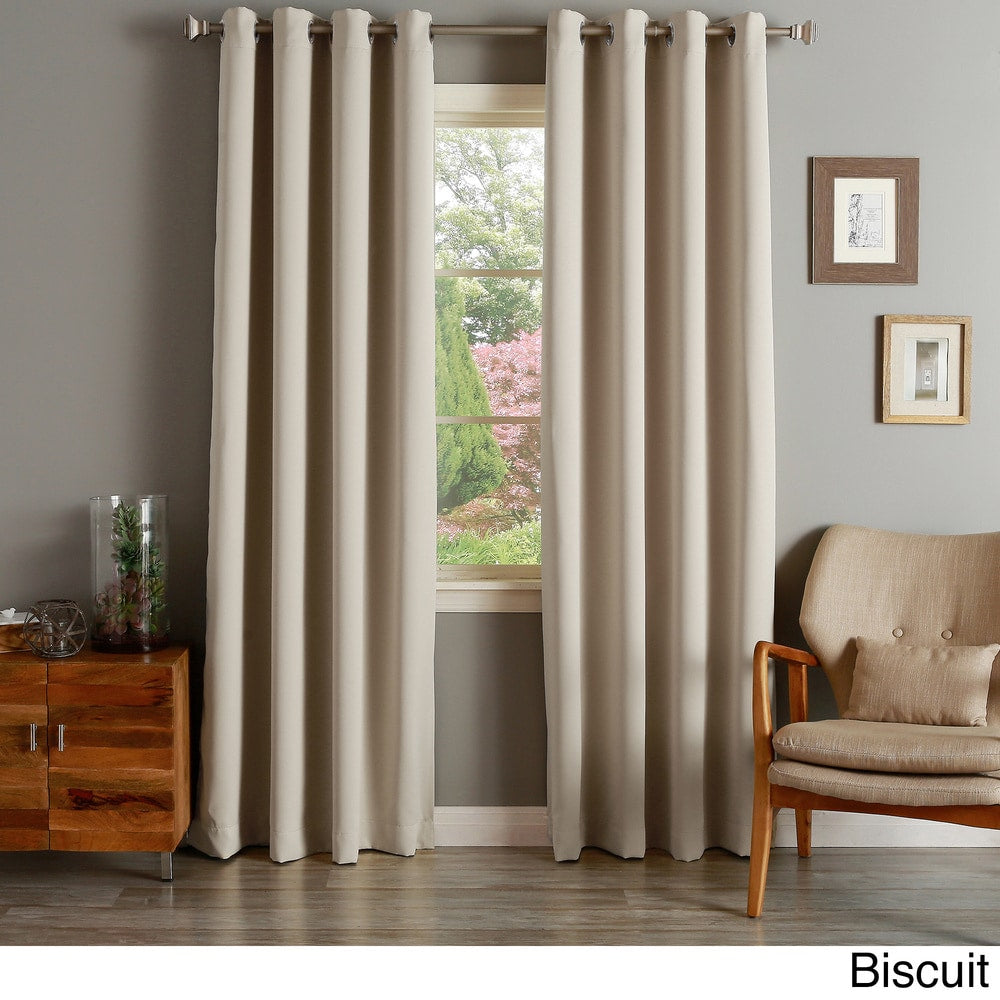 Aurora Home Silvertone Grommet Thermal Insulated Blackout Curtain Panel Pair