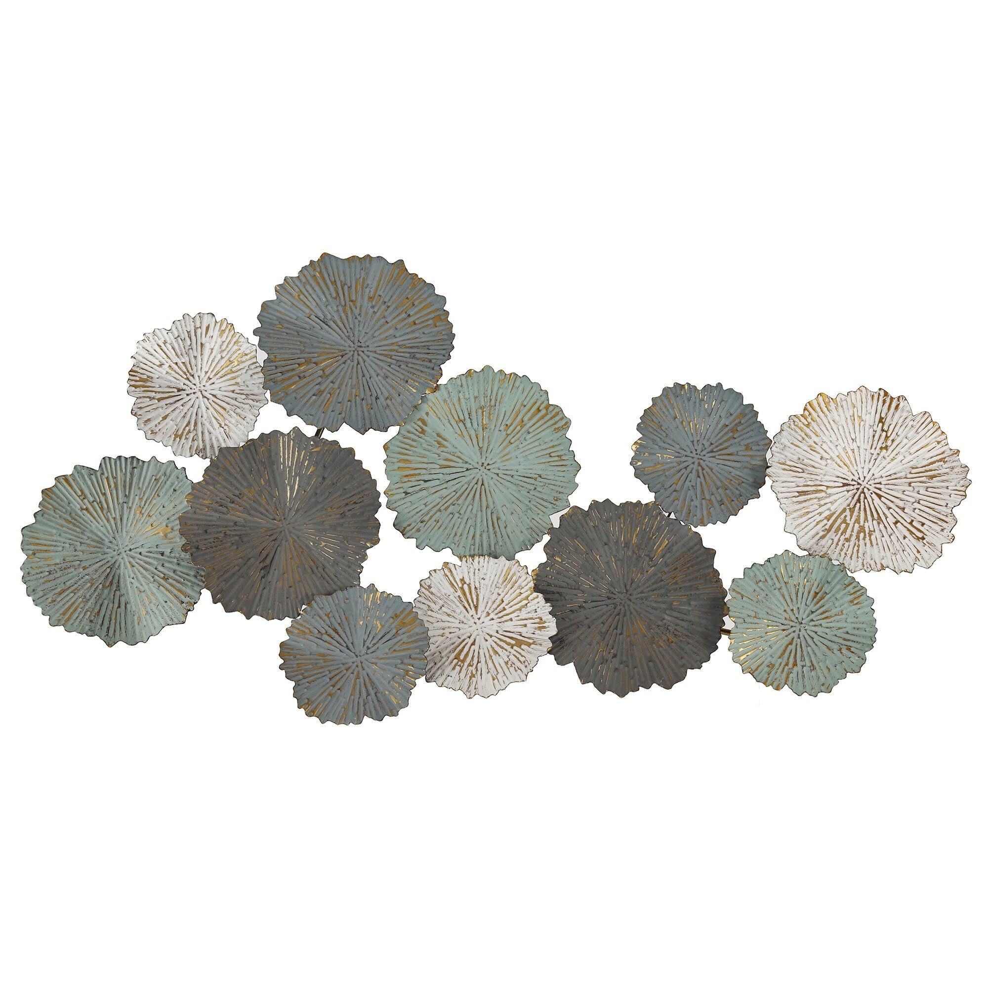 Distressed Multi-Color Abstract Flowers Metal Wall Decor