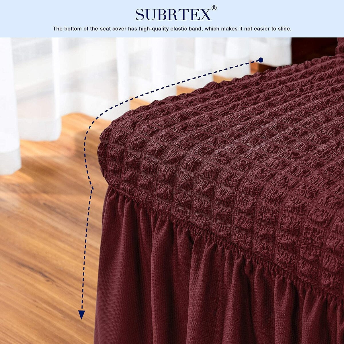 Subrtex Set-of-4 Stretch Dining Chair Cover Ruffle Skirt Slipcovers