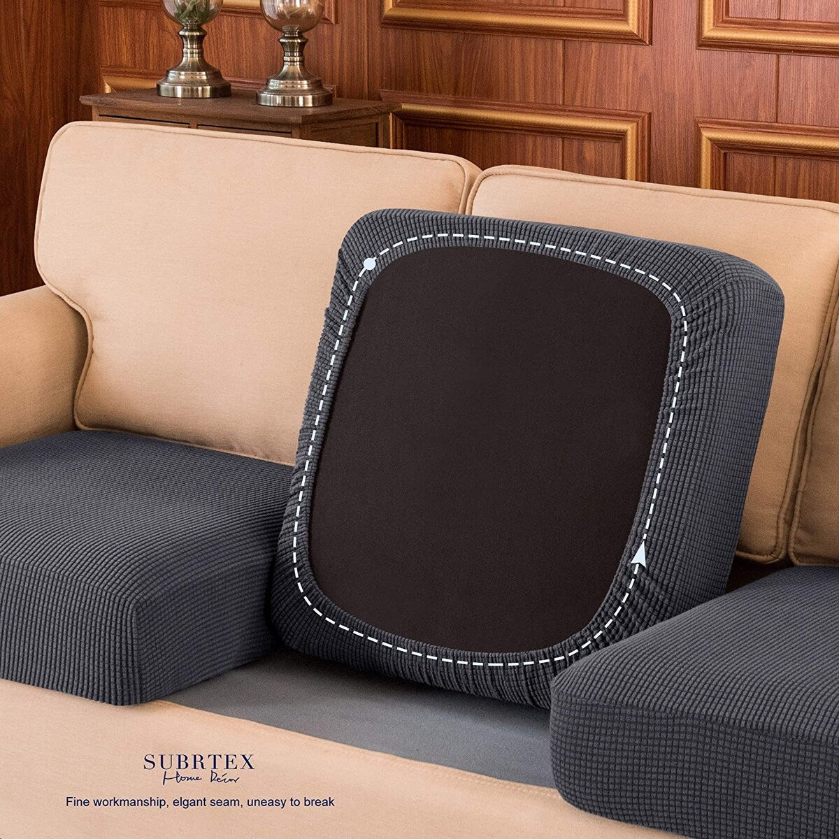 Subrtex 2-Piece Stretch Separate Sofa Cushion Cover Elastic Slipcover