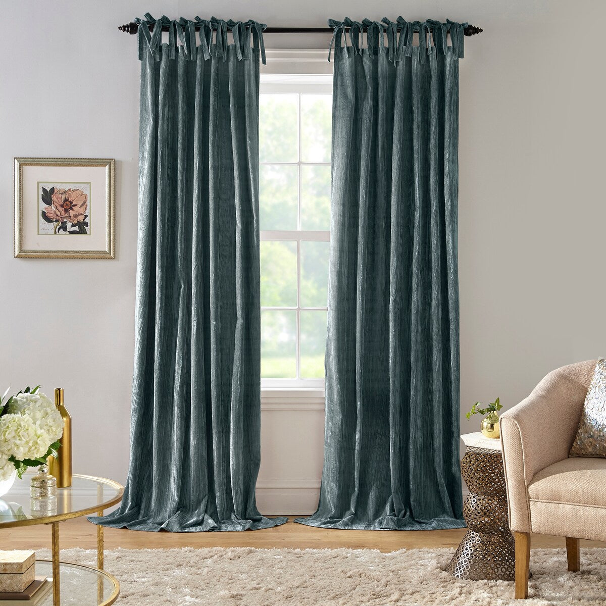 Korena Tie-Top Crushed Velvet Window Curtain