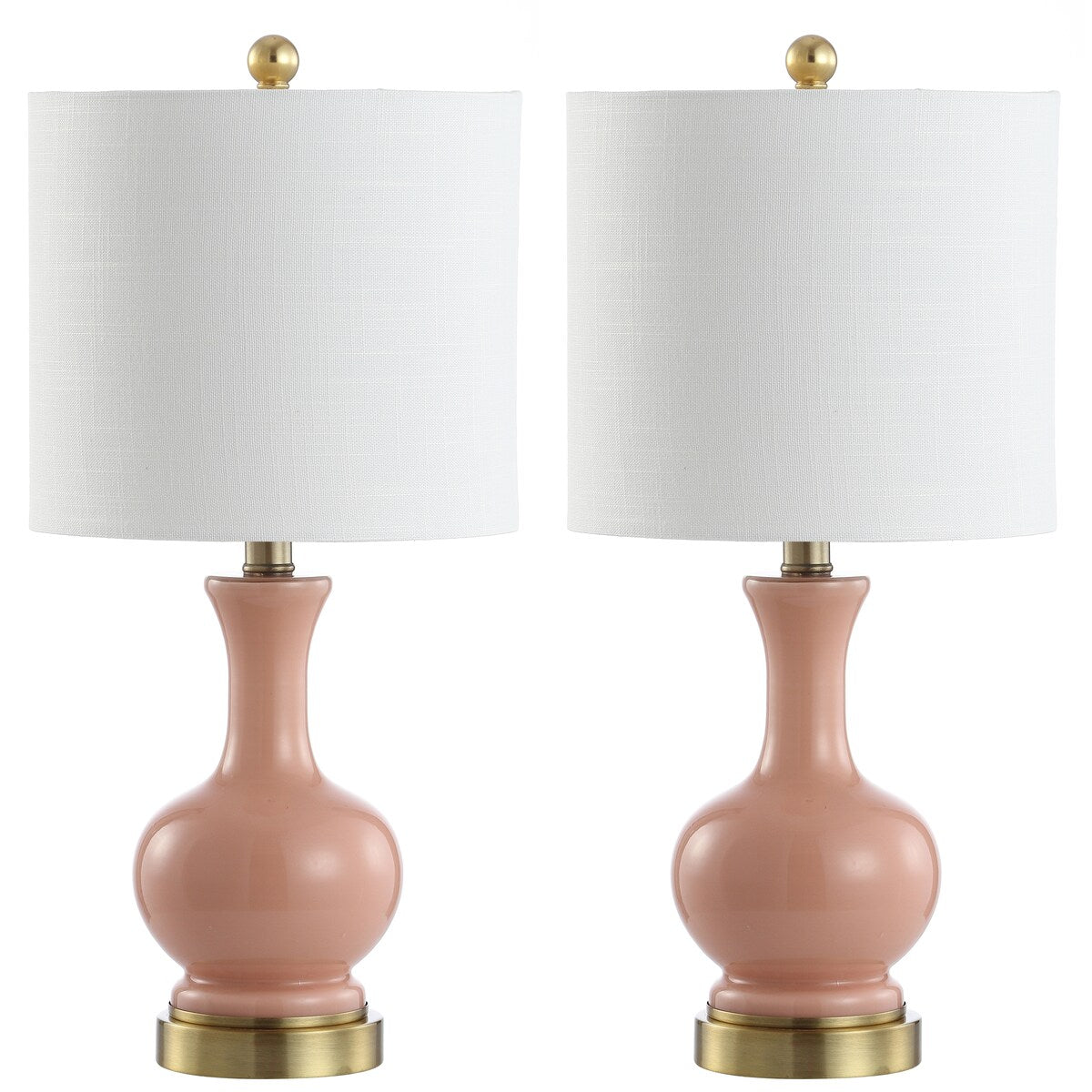 Vermont 22 Glass/Metal LED Table Lamp, White (Set of 2) by JONATHAN Y