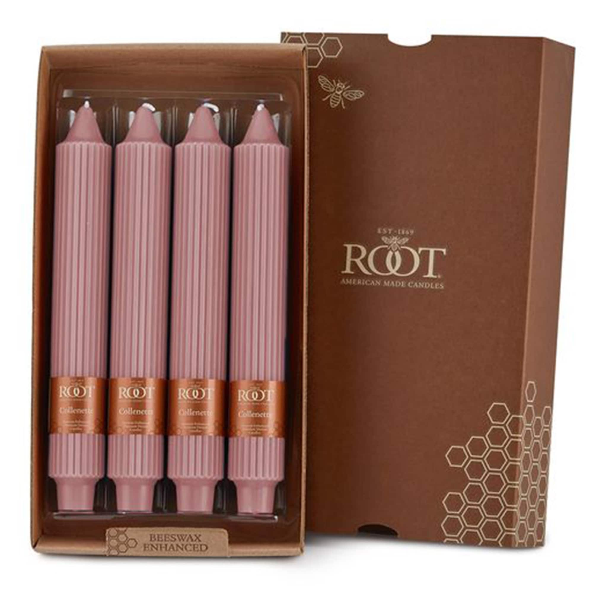 Root Unscented Grecian Collenette Taper Candles box of 4