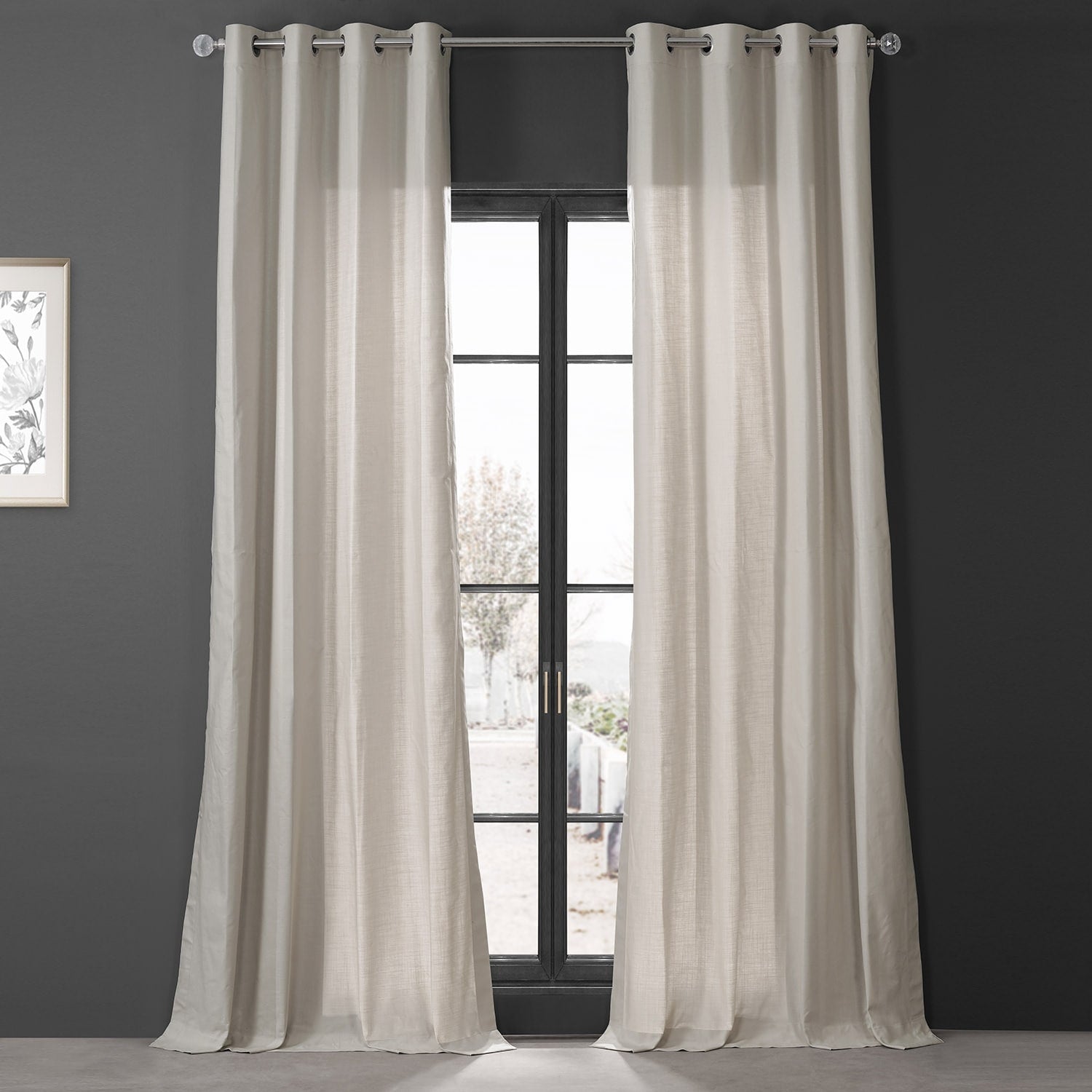 Exclusive Fabrics Dune Textured Solid Cotton Grommet Curtain Pair (2 Panels)