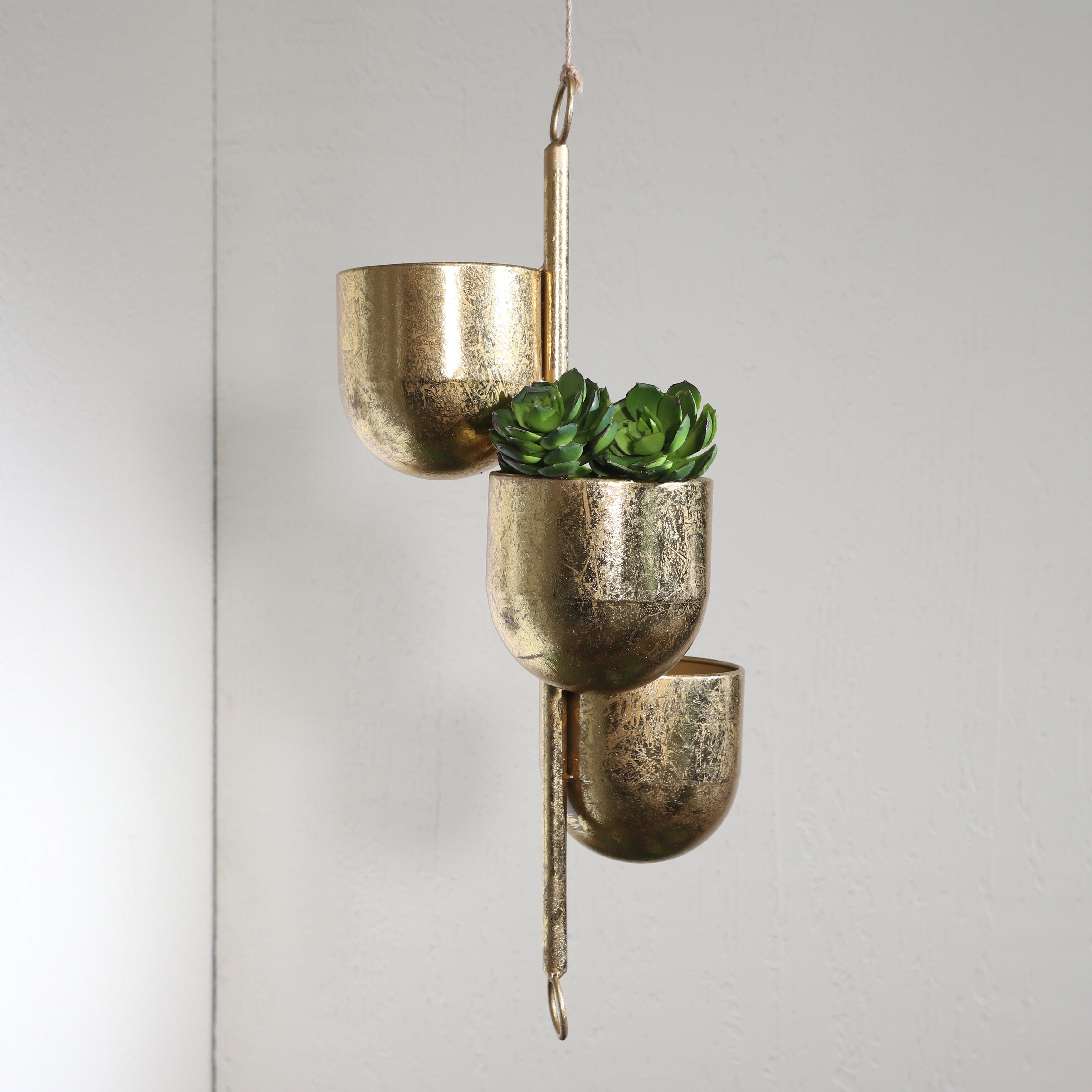 Sagebrook Home Hanging Planters Gold Gold Iron Planters for Indoor Plants or Outdoor Plants