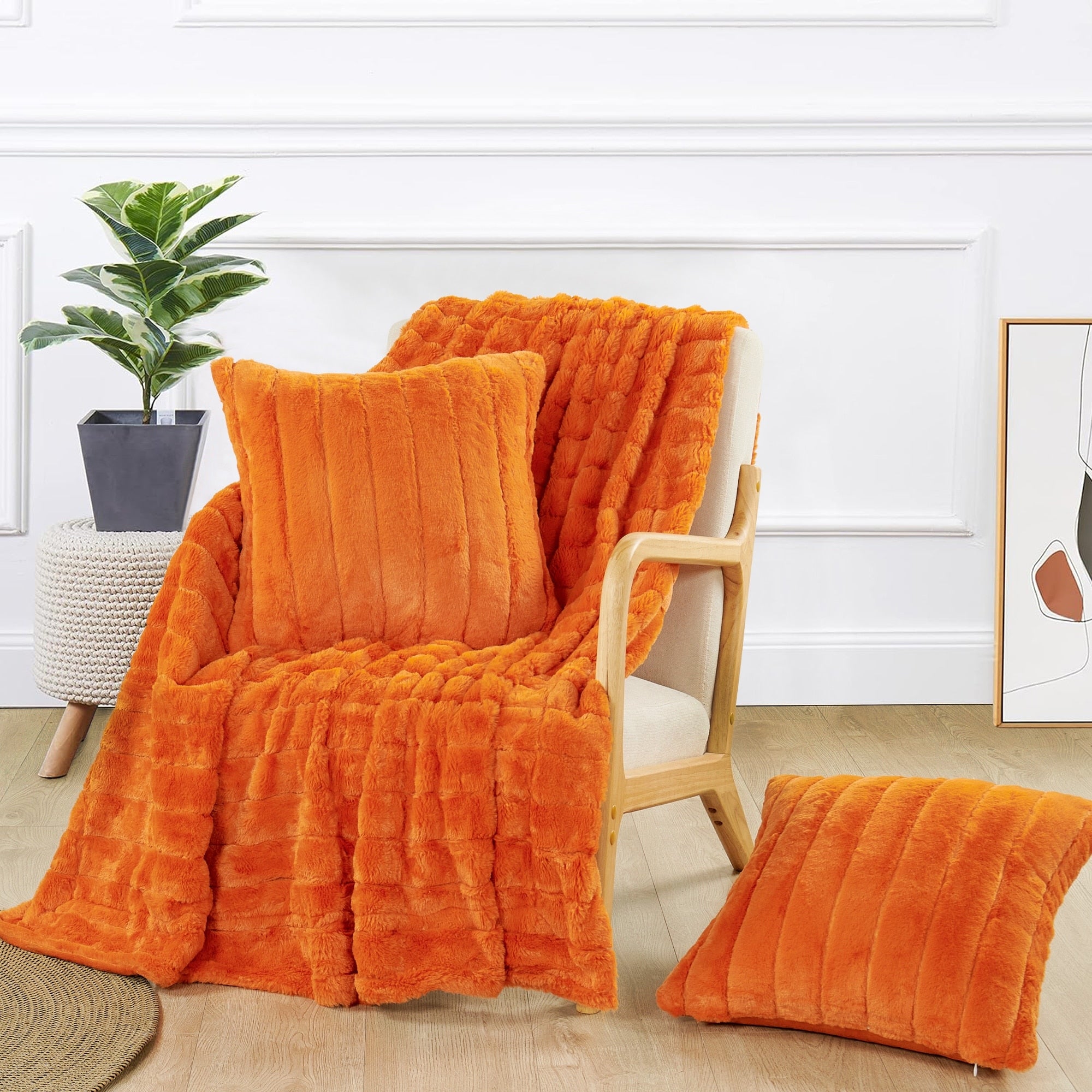 FakeFur Throw & 2 Pillow Shell Combo Set