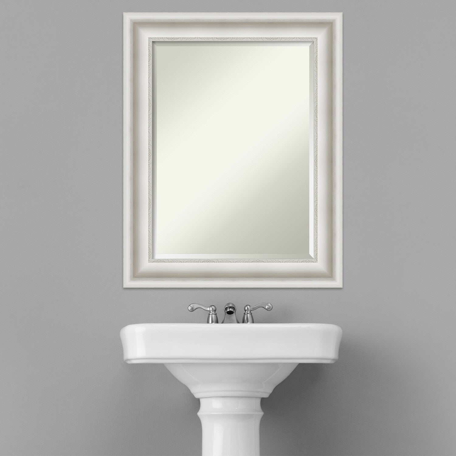 Beveled Bathroom Wall Mirror - Parlor White Frame