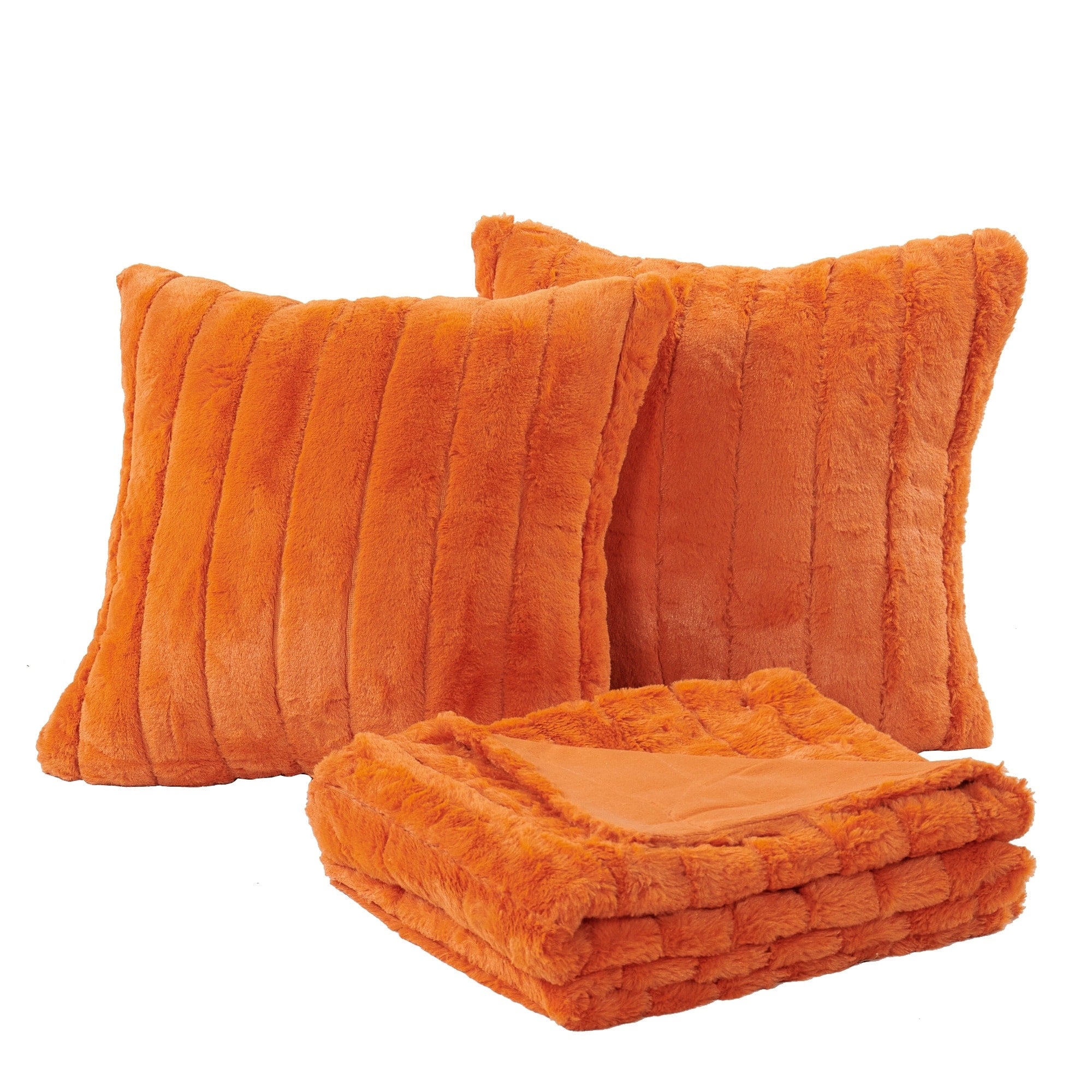 FakeFur Throw & 2 Pillow Shell Combo Set