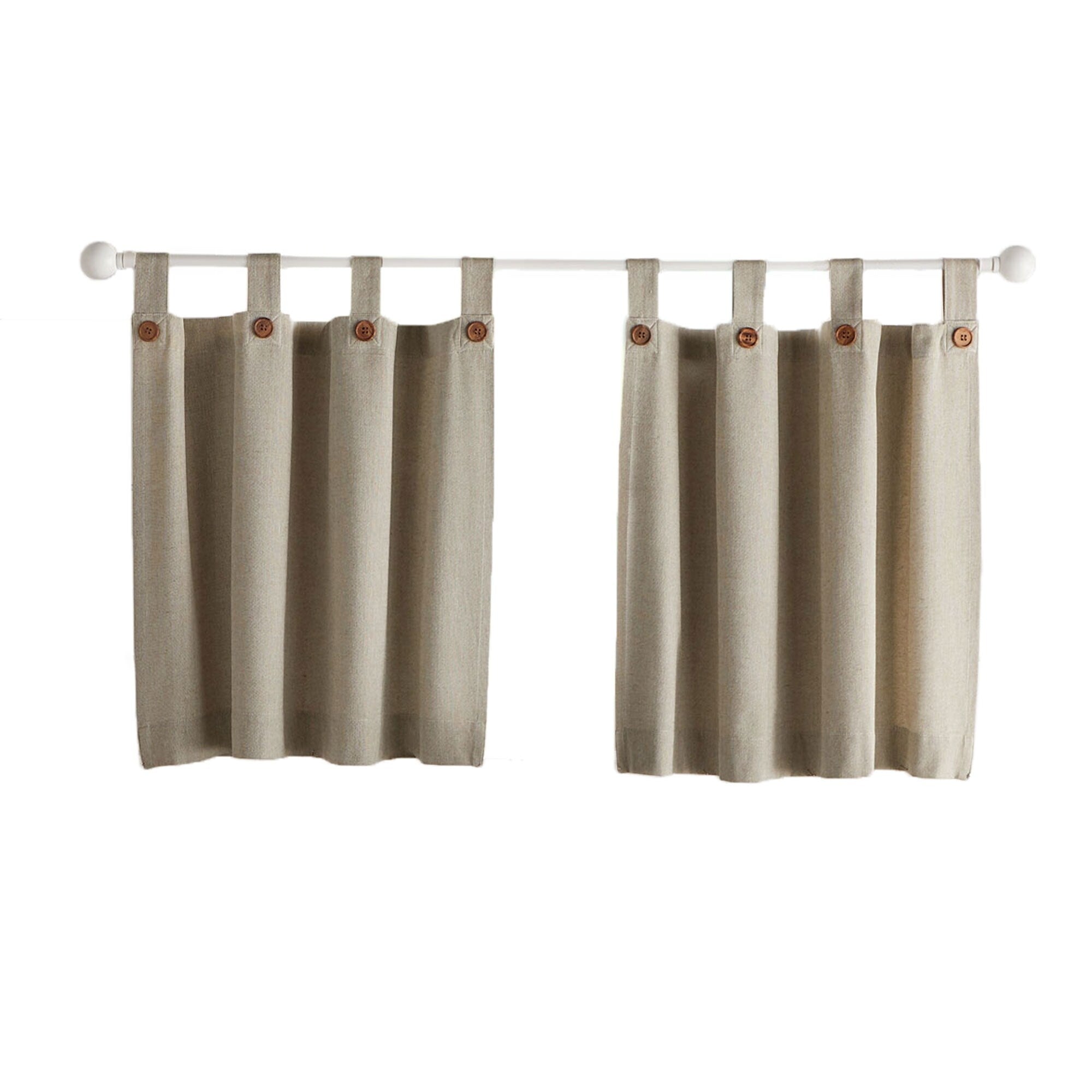 Tucker Solid Button Kitchen Curtain Tier Set