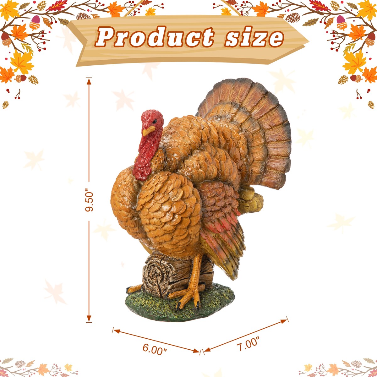 Glitzhome 9.5H Thanksgiving Resin Turkey Table Decor