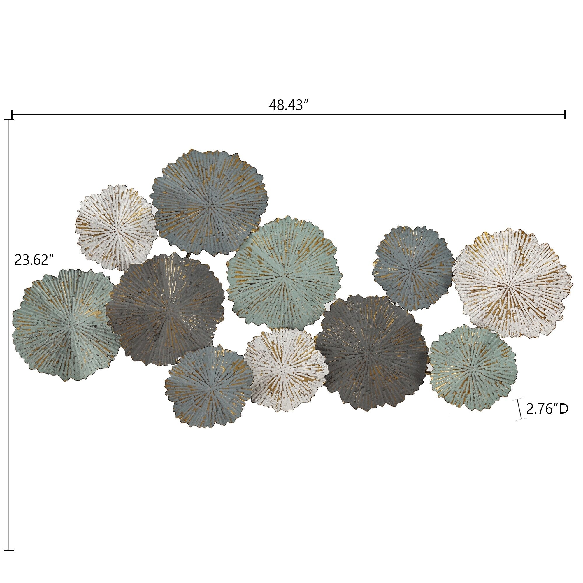 Distressed Multi-Color Abstract Flowers Metal Wall Decor