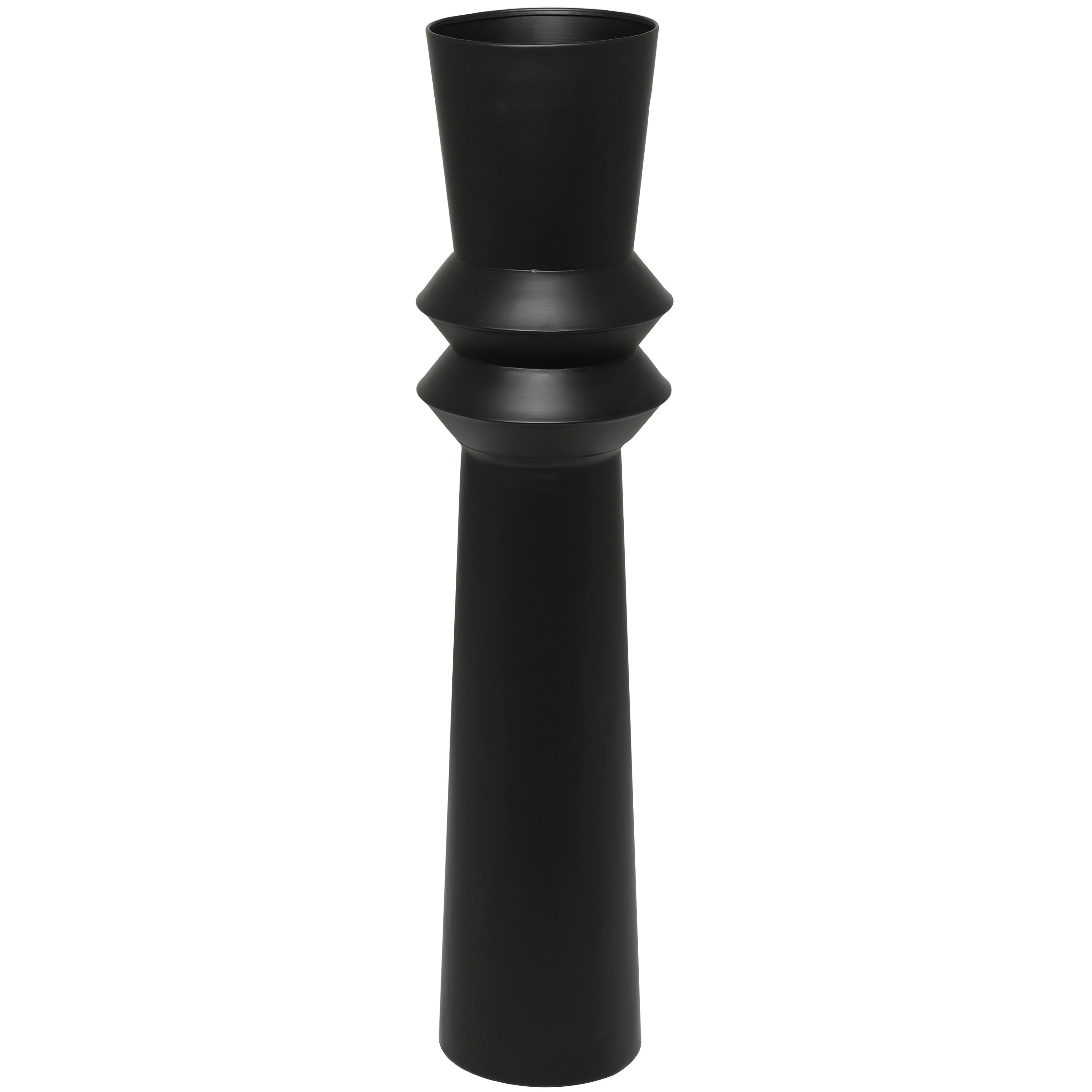 The Novogratz Black Metal Tall Art Deco Fluted Floor Vase