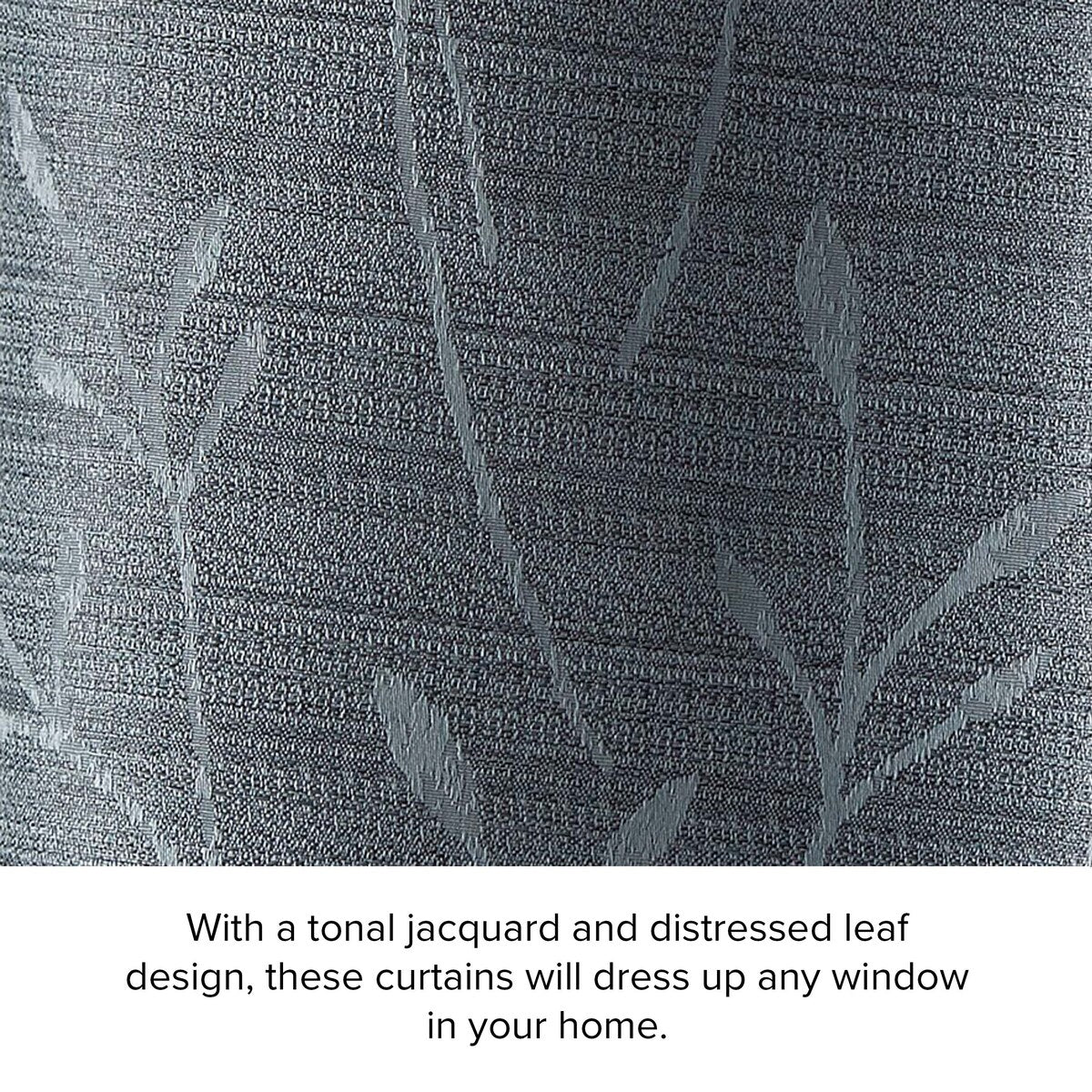 Lucky Brand Sondra Textured Leaf Pattern Blackout Grommet Window Curtain Panel Pair with Tiebacks