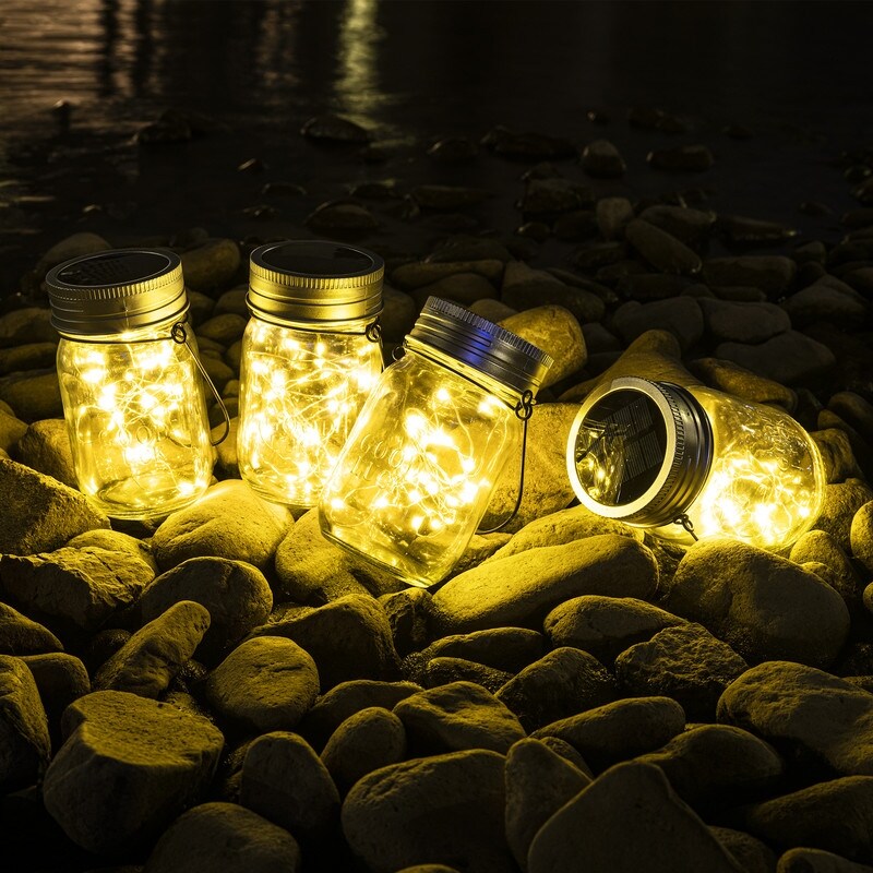 Solar Powered LED Outdoor Mason Jar Lantern (Set of 6)