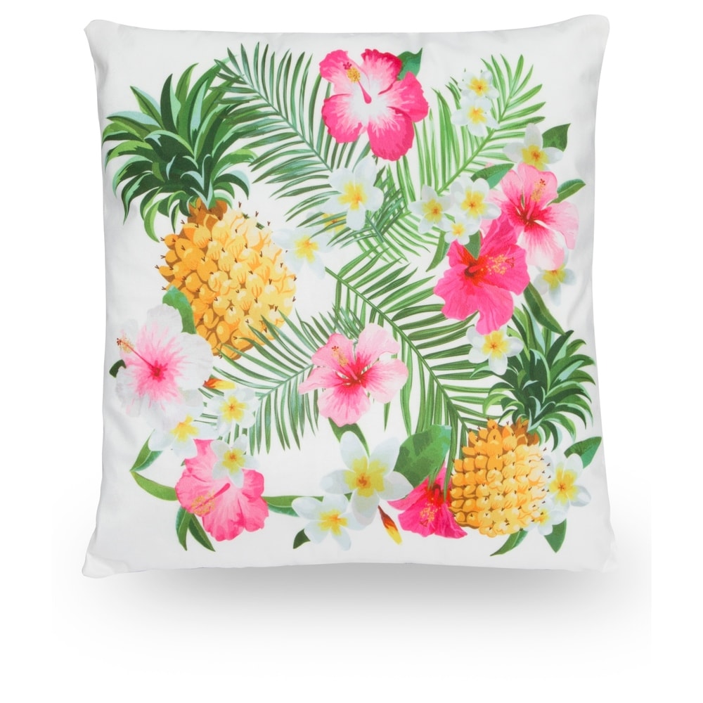 Pineapple Hibiscus 18 Microfiber Throw Pillow Cover