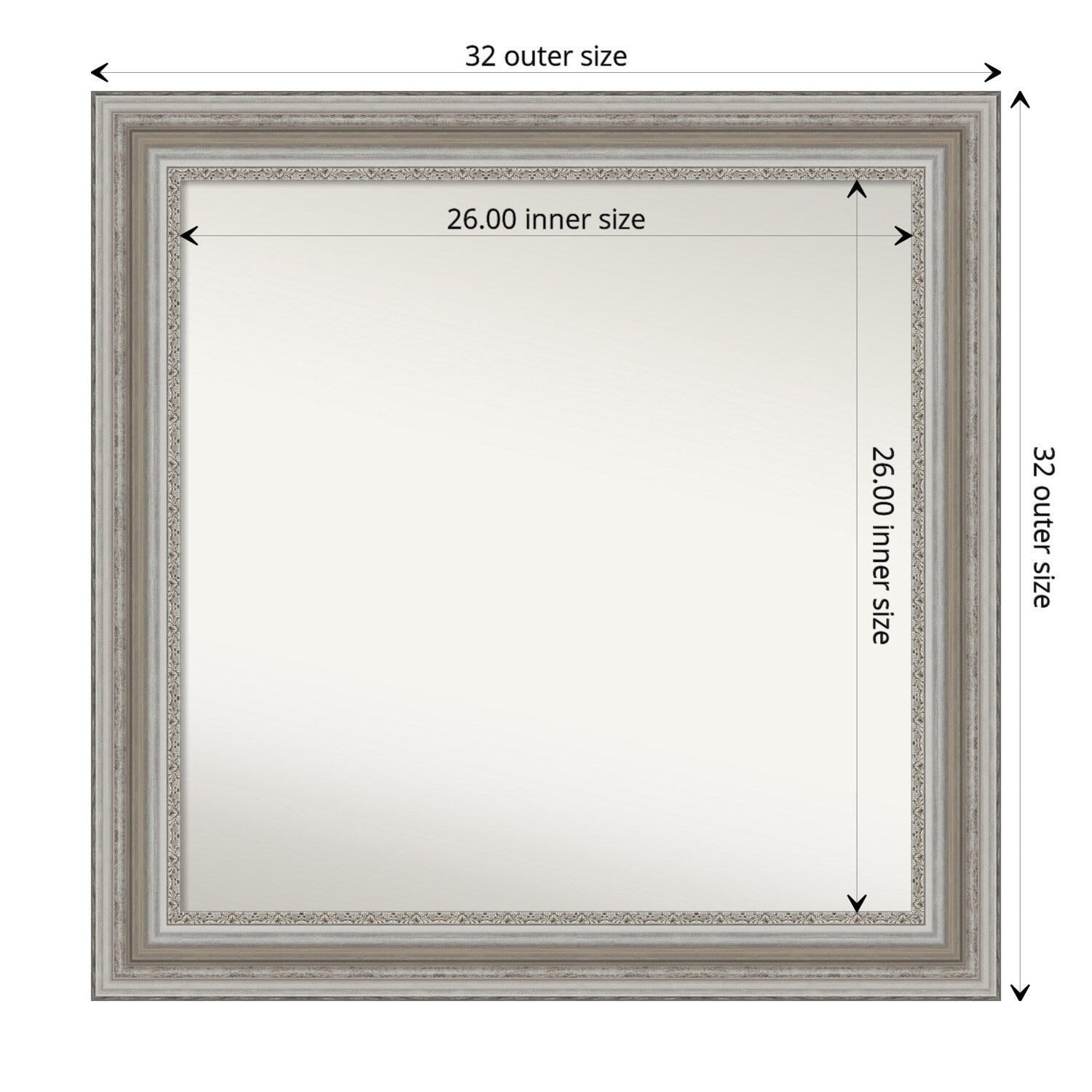 Non-Beveled Bathroom Wall Mirror - Parlor Silver Frame