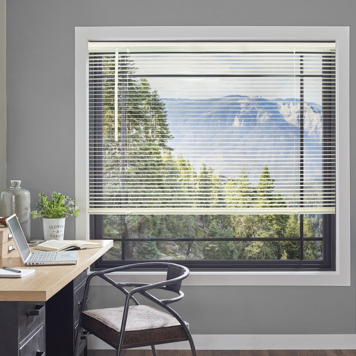 CHICOLOGY Cordless 1-Inch Vinyl Mini Blinds Room Darkening, Alabaster