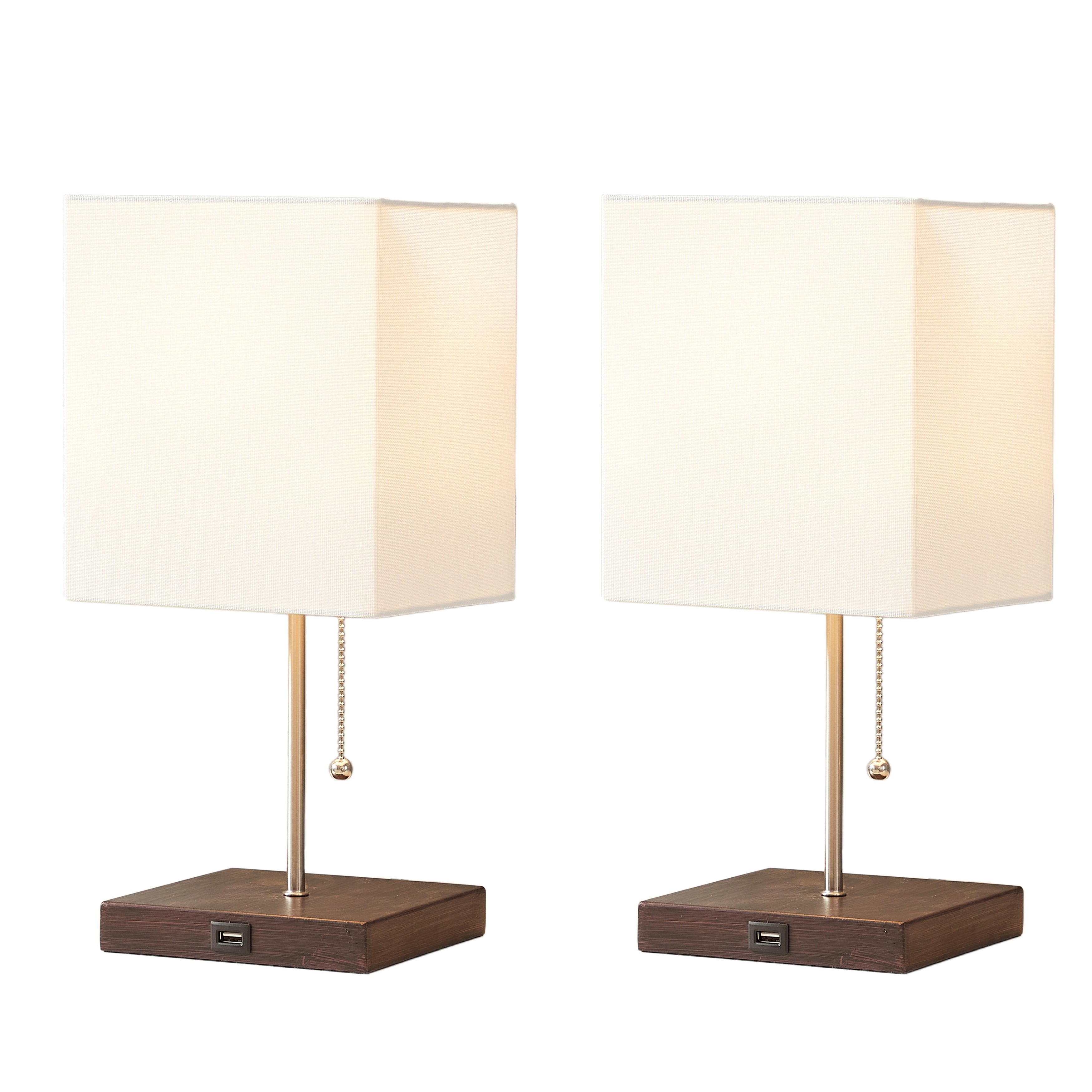 Hutchinson Set of 2 Metal Table Lamps with USB Ports