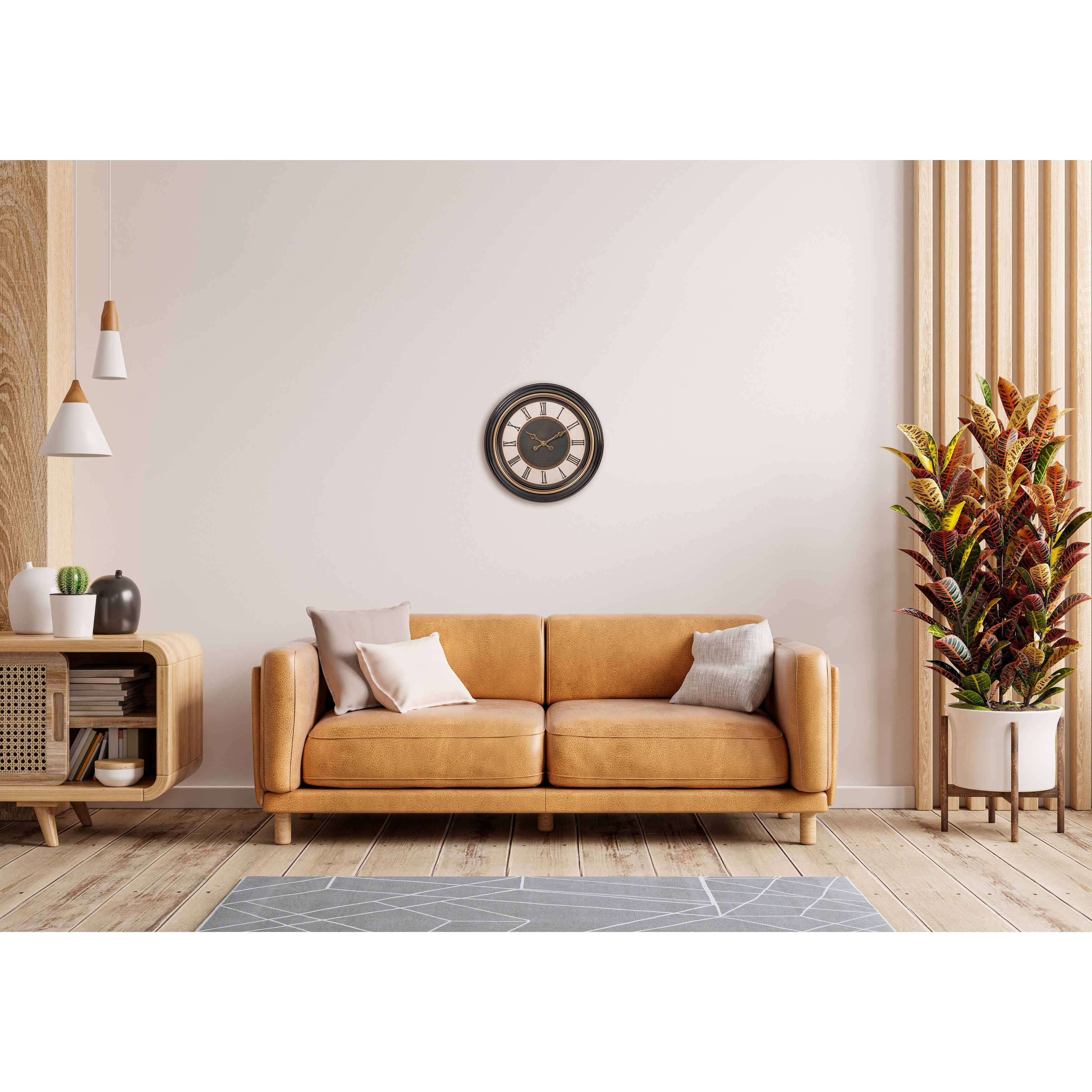 Kiera Grace Round Wall Clock with Brushed Copper Bezel, 20 inches