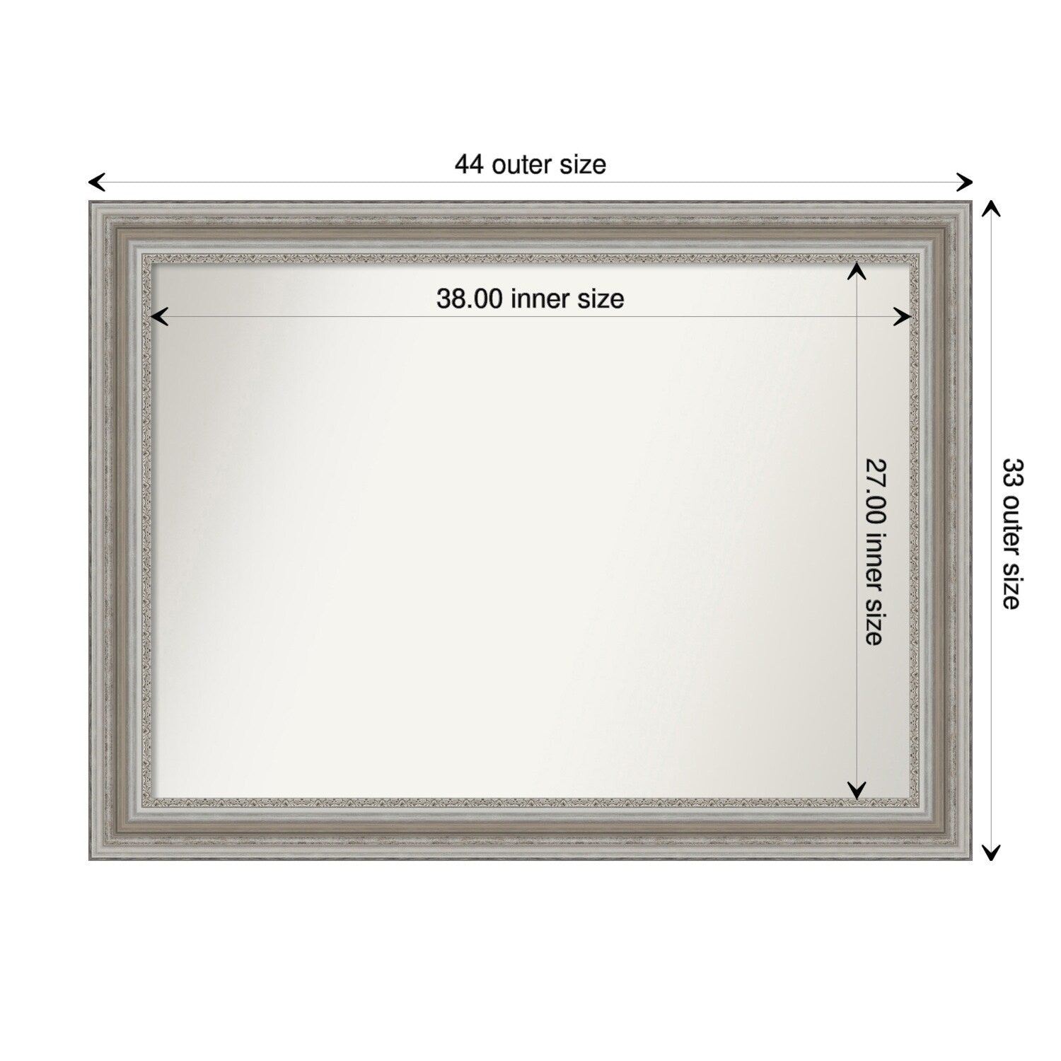 Non-Beveled Bathroom Wall Mirror - Parlor Silver Frame