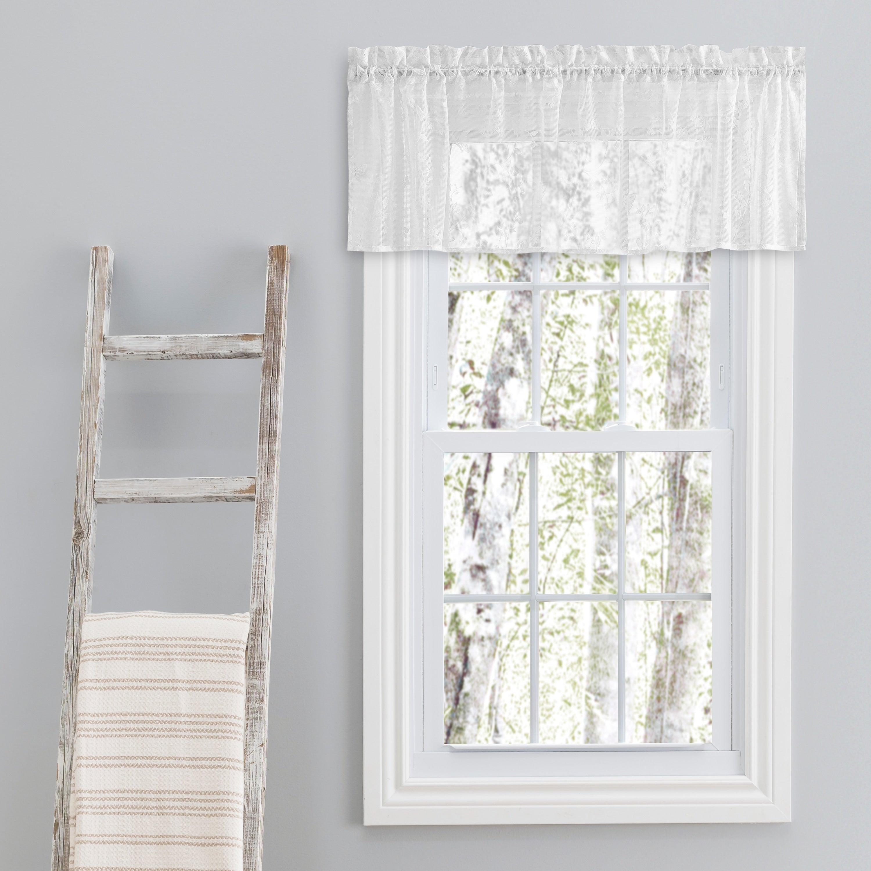 Isabella Lace Elegant Rod Pocket W Header Kitchen Curtains - Tier, Swag Pair and Tailored Valance (Sold Separately)