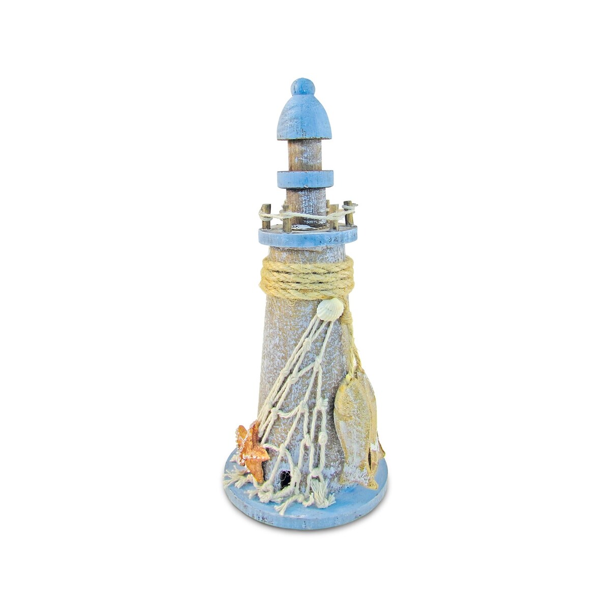 Puzzled Pacific Lighthouse with Starfish Nautical Marine Decor - 3.25 x 3.25 x 8 inches