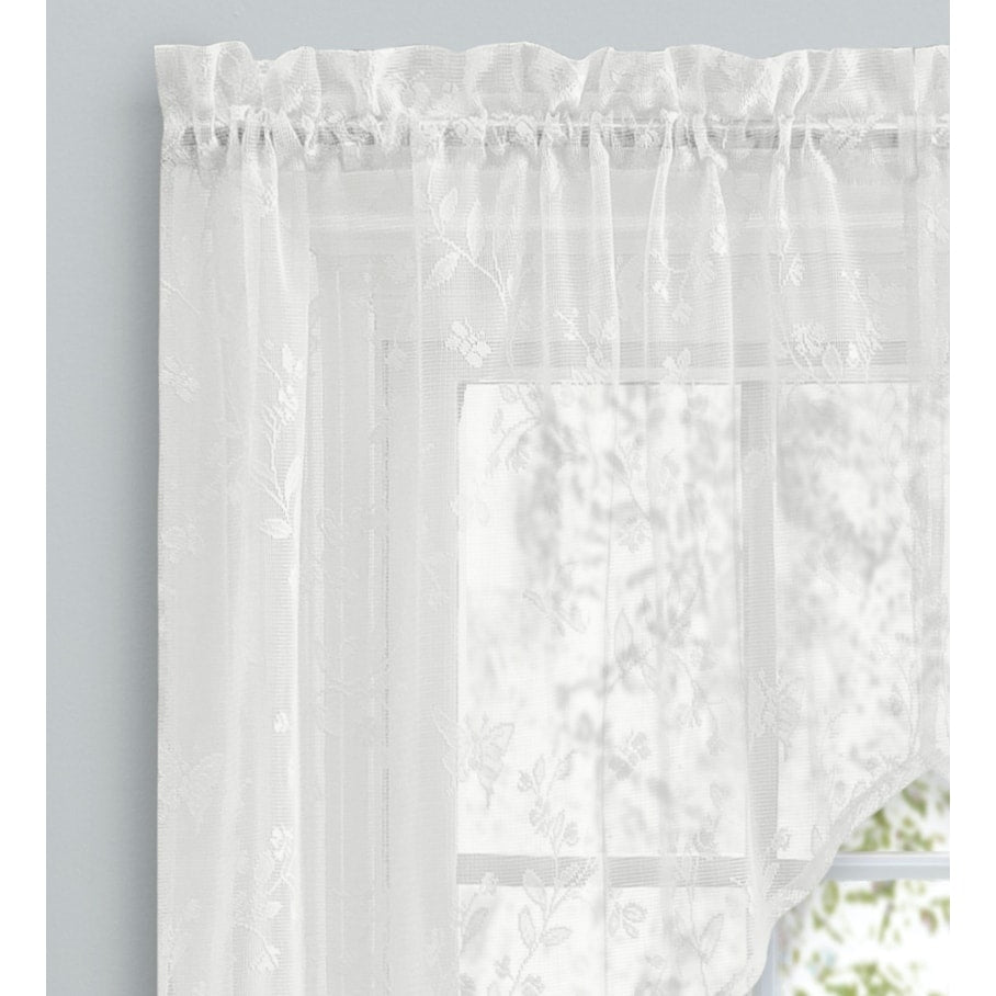 Isabella Lace Elegant Rod Pocket W Header Kitchen Curtains - Tier, Swag Pair and Tailored Valance (Sold Separately)