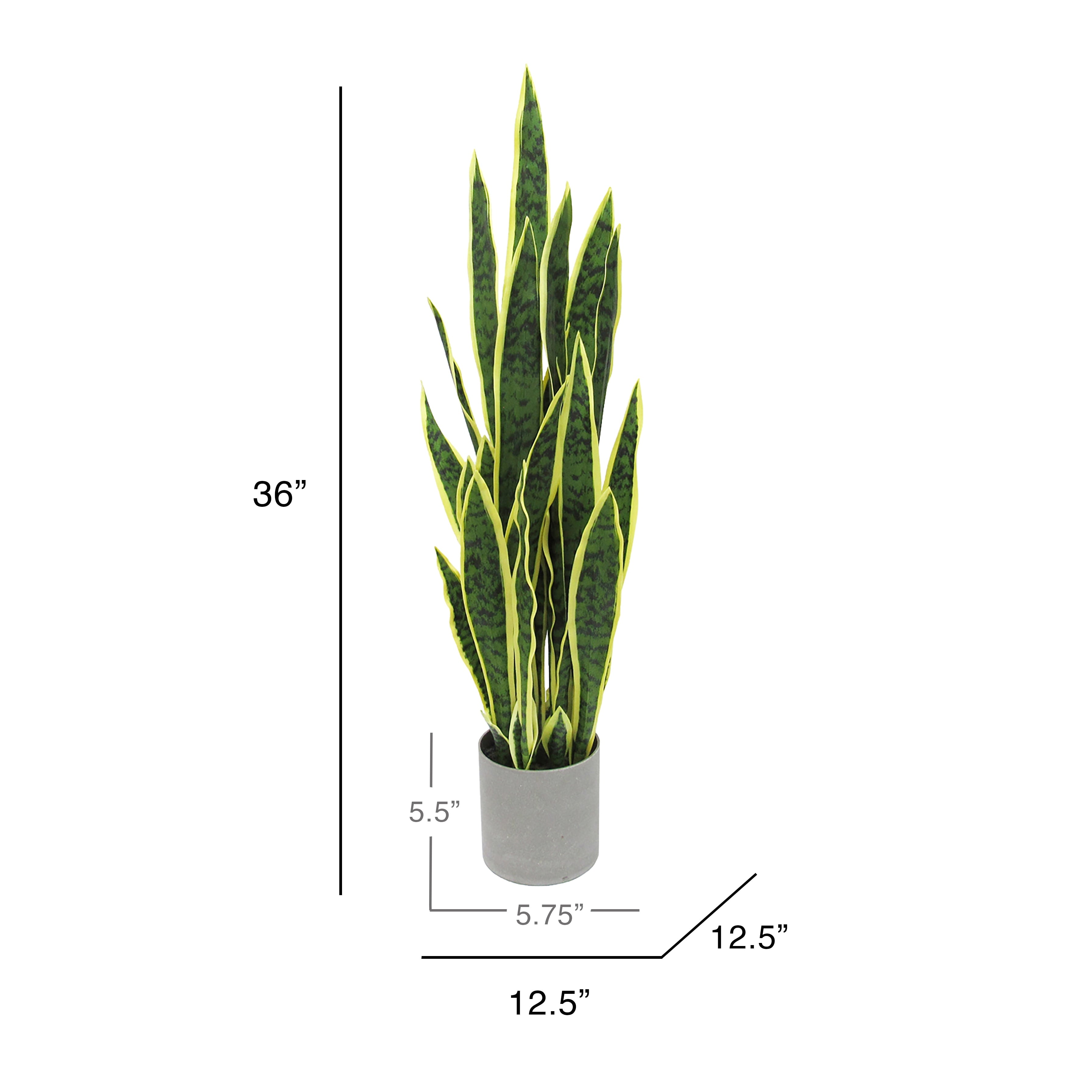 Artificial Sansevieria Snake Plant in Grey Pot