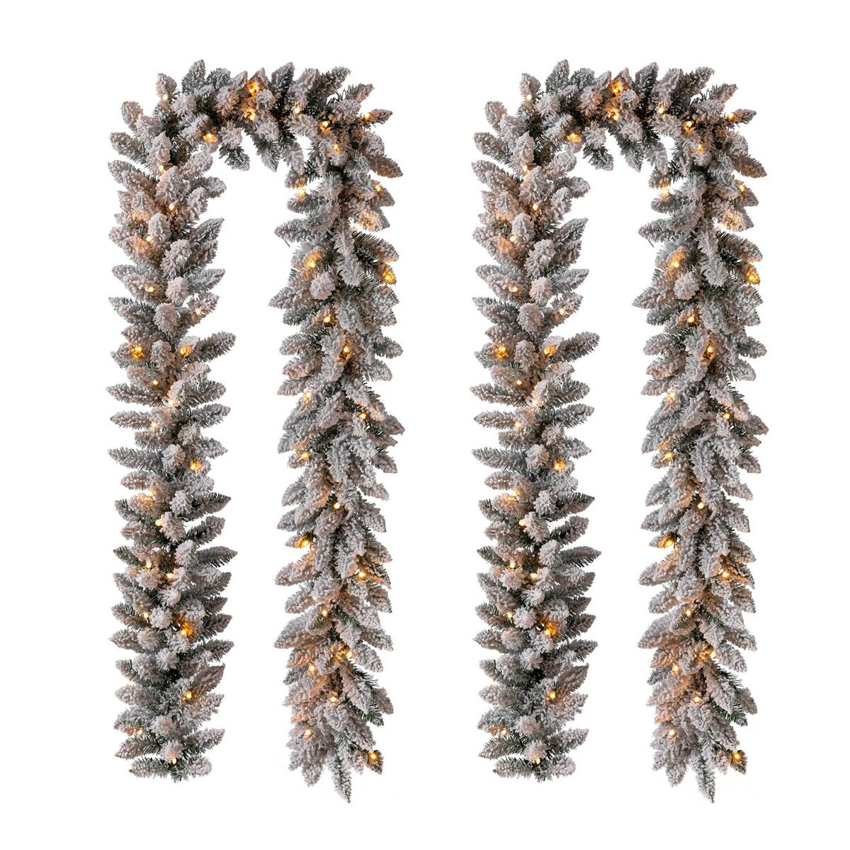 Glitzhome 9'L Pre-Lit Christmas Garland with Warm White LED Light