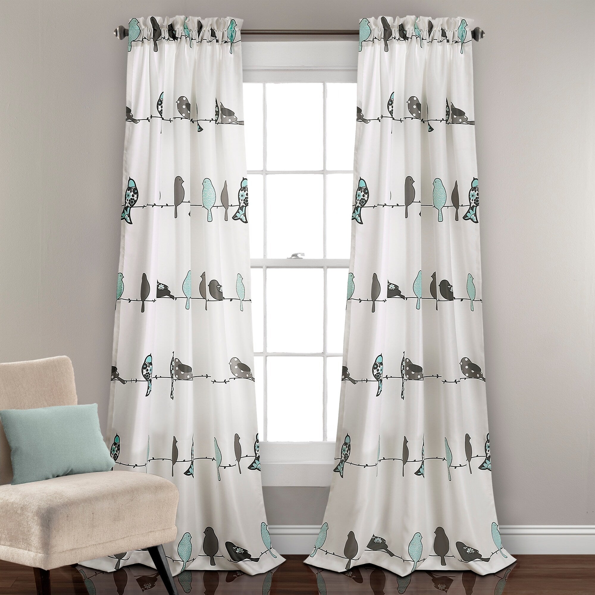 Lush Decor Rowley Birds Room Darkening Curtain Panel Pair