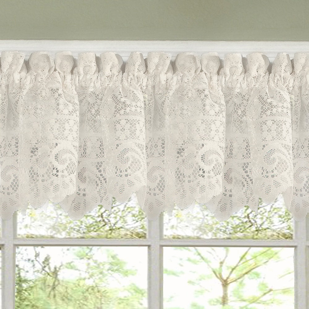 Luxurious Old World Style Lace Kitchen Curtains- Tiers OR Valance in Cream