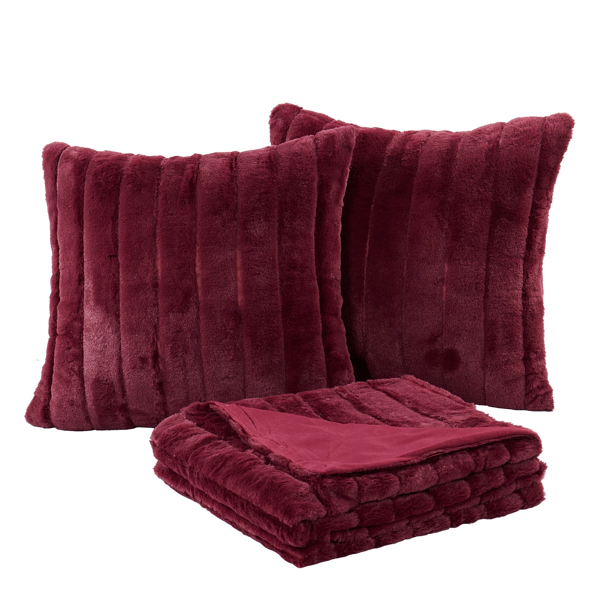 FakeFur Throw & 2 Pillow Shell Combo Set