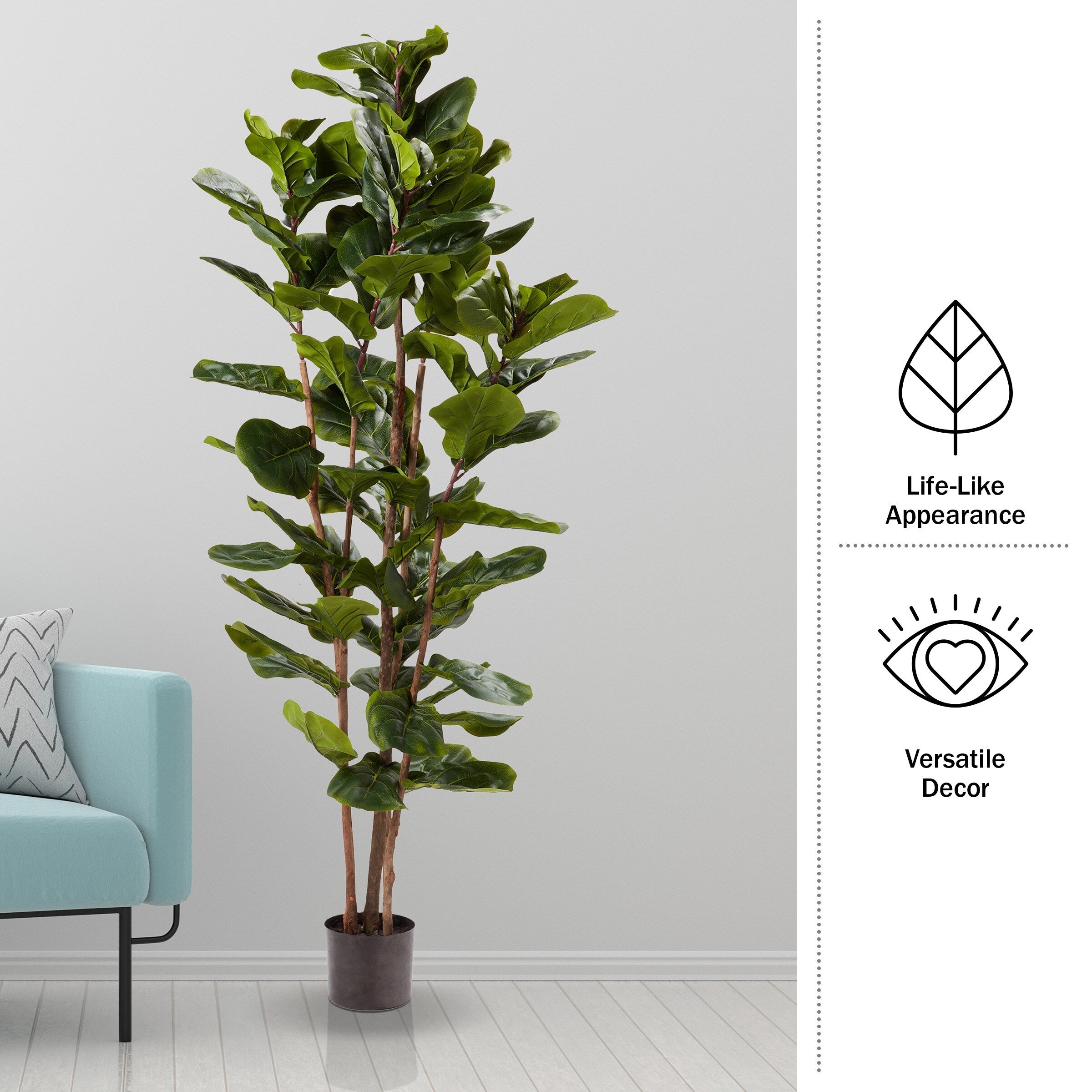 Pure Garden 6 Ft Artificial Fiddle Leaf Fig Tree Indoor/Outdoor Office