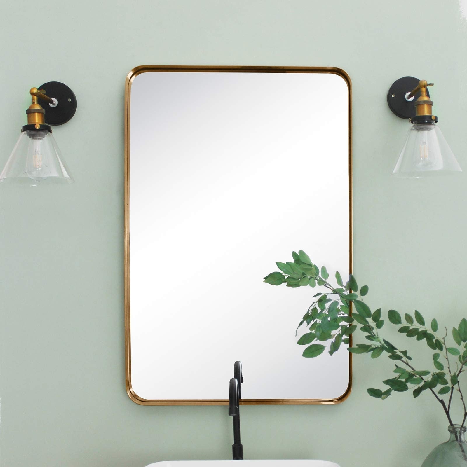 TEHOME Arthers Stainless Steel Metal Bathroom Vanity Wall Mirror