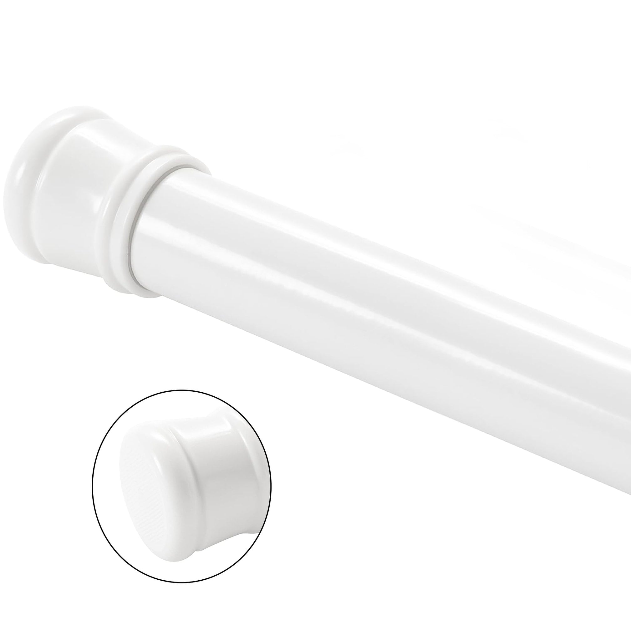 White Adjustable Spring Tension Curtain Rod Heavy Duty Anti-slip