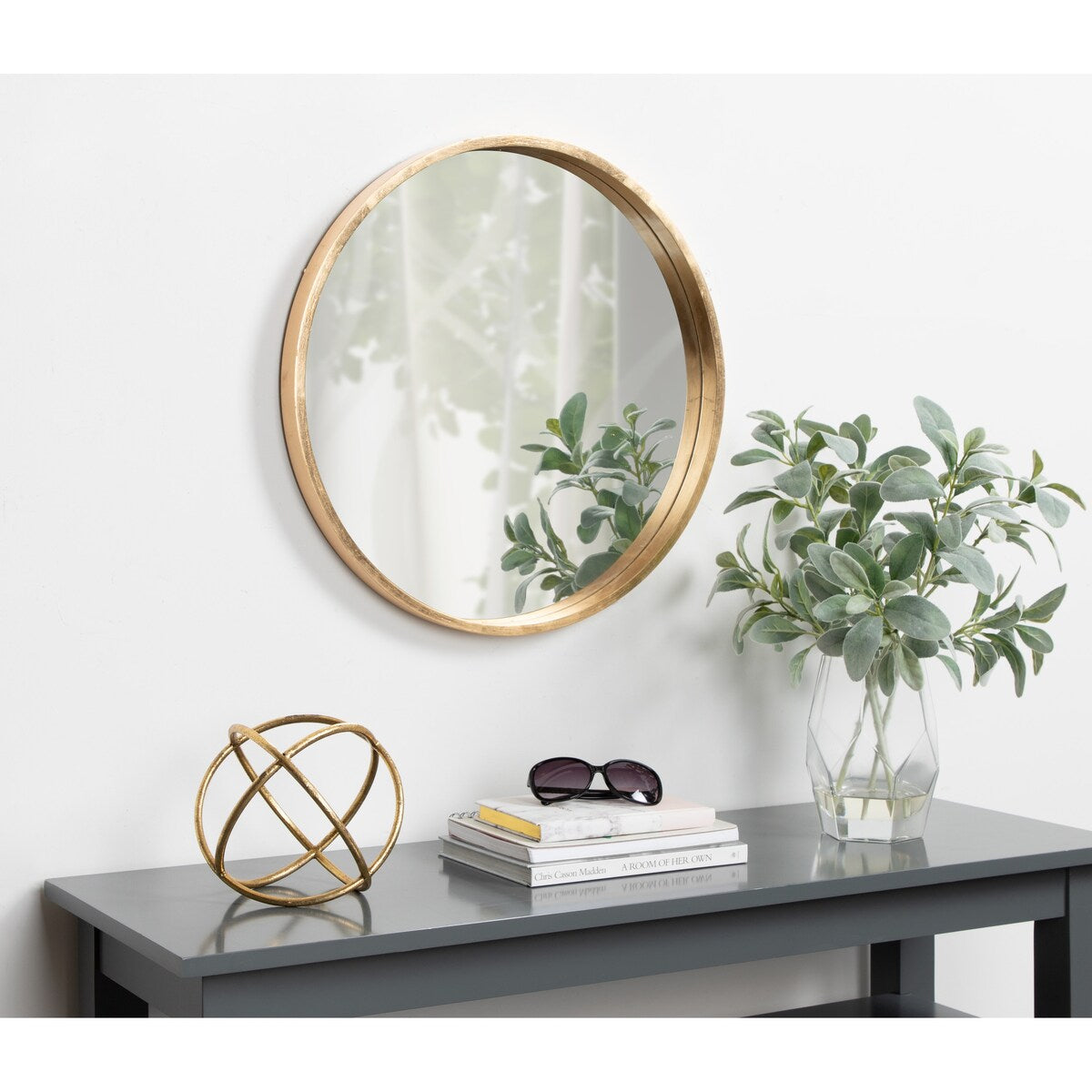 Kate and Laurel Travis Round Wood Accent Wall Mirror