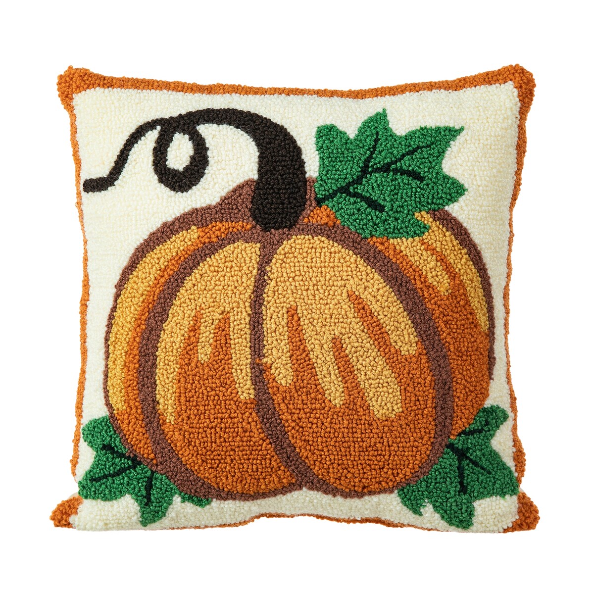 Glitzhome 14''H Fall Hooked Pumpkin & Sunflower Pillow