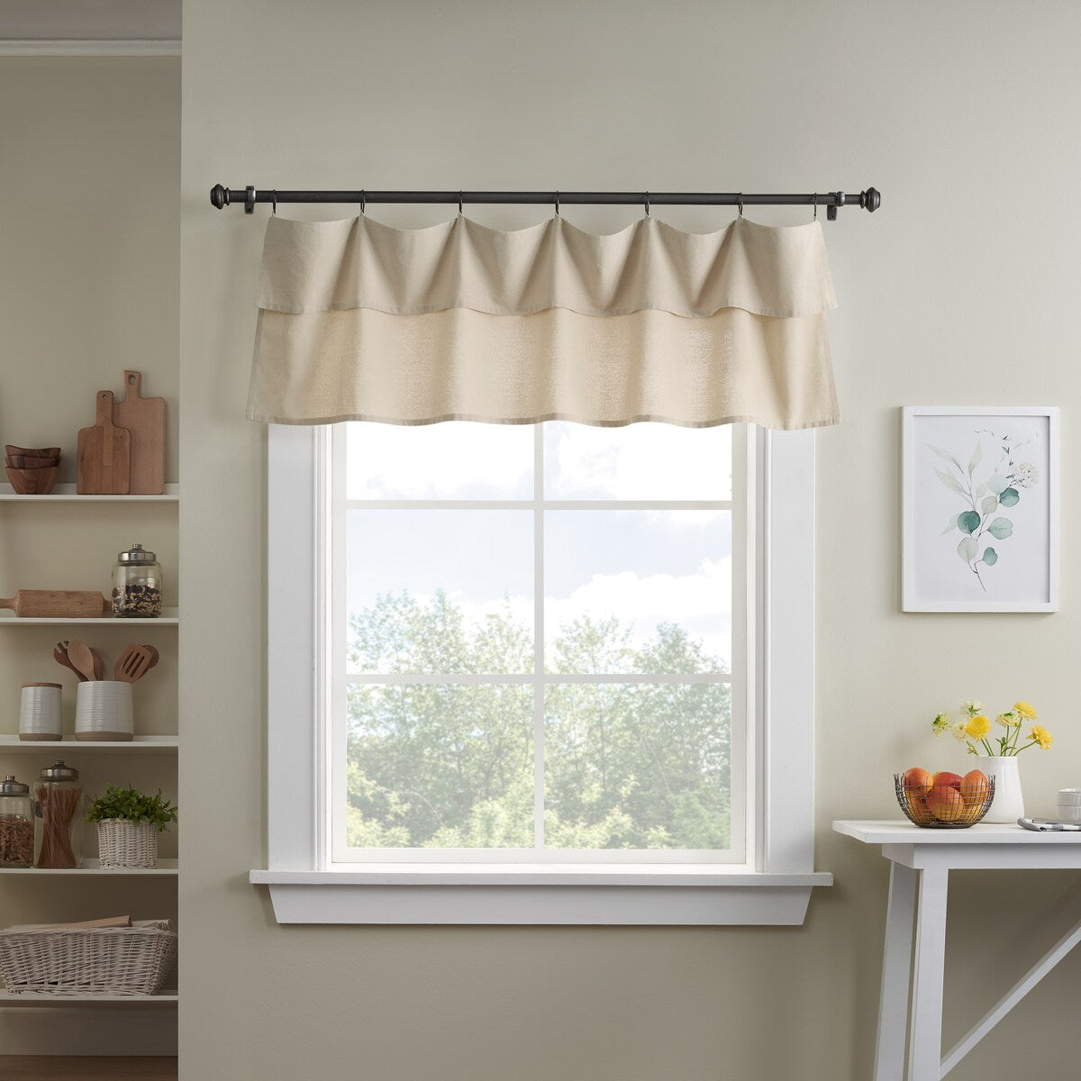 Mercantile Drop Cloth Light Filtering Ring and Tab Top Farmhouse Valance, 16x60