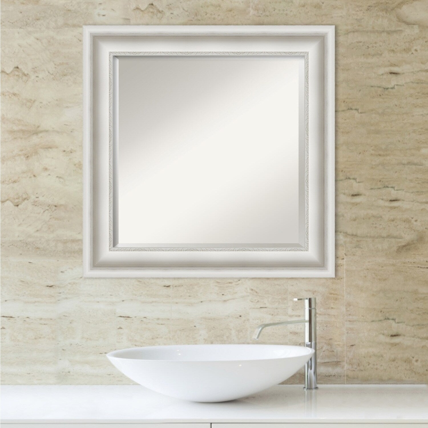 Beveled Bathroom Wall Mirror - Parlor White Frame