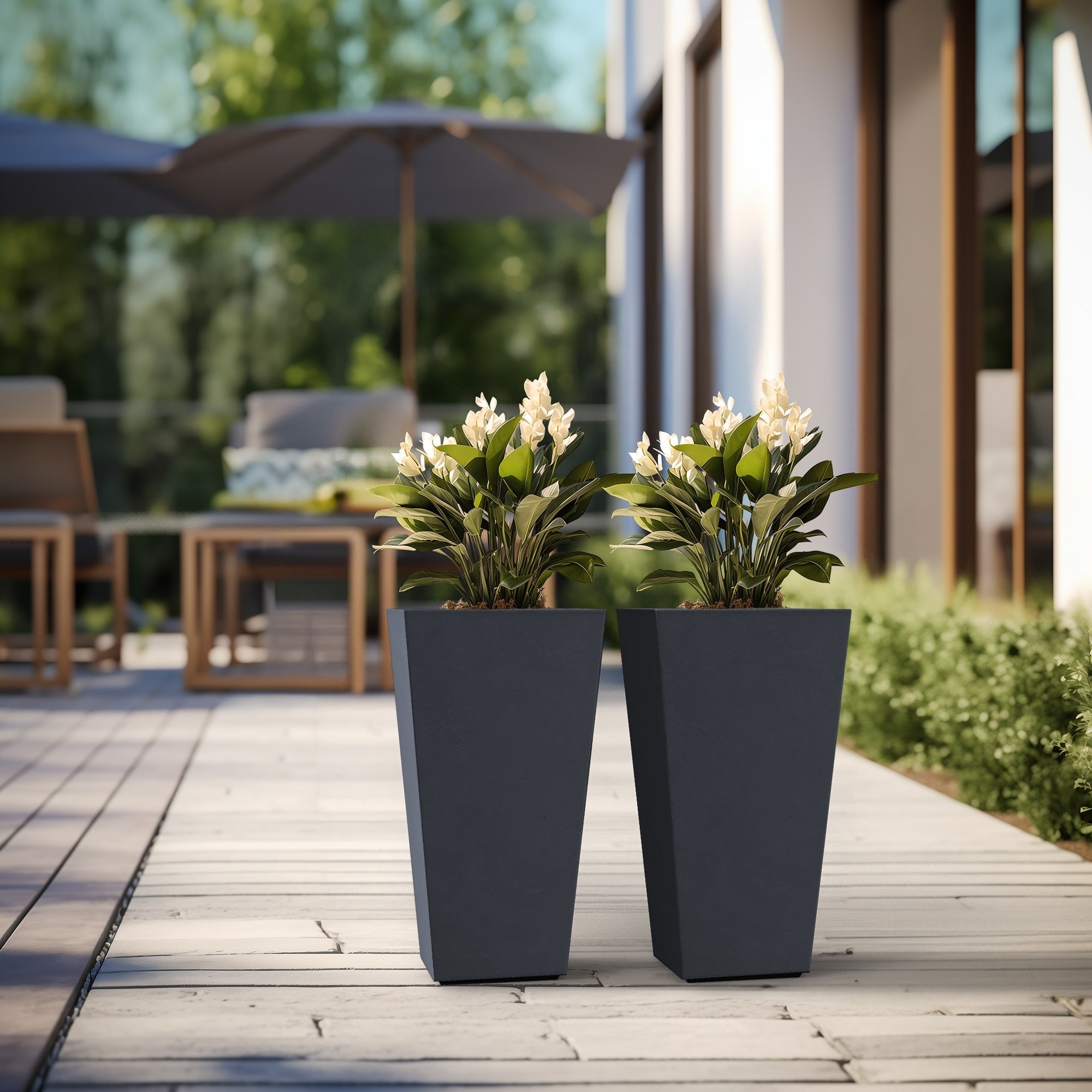 Tall Concrete Rectangle Plant Boxes / Large Indoor and Outdoor Flower Planters