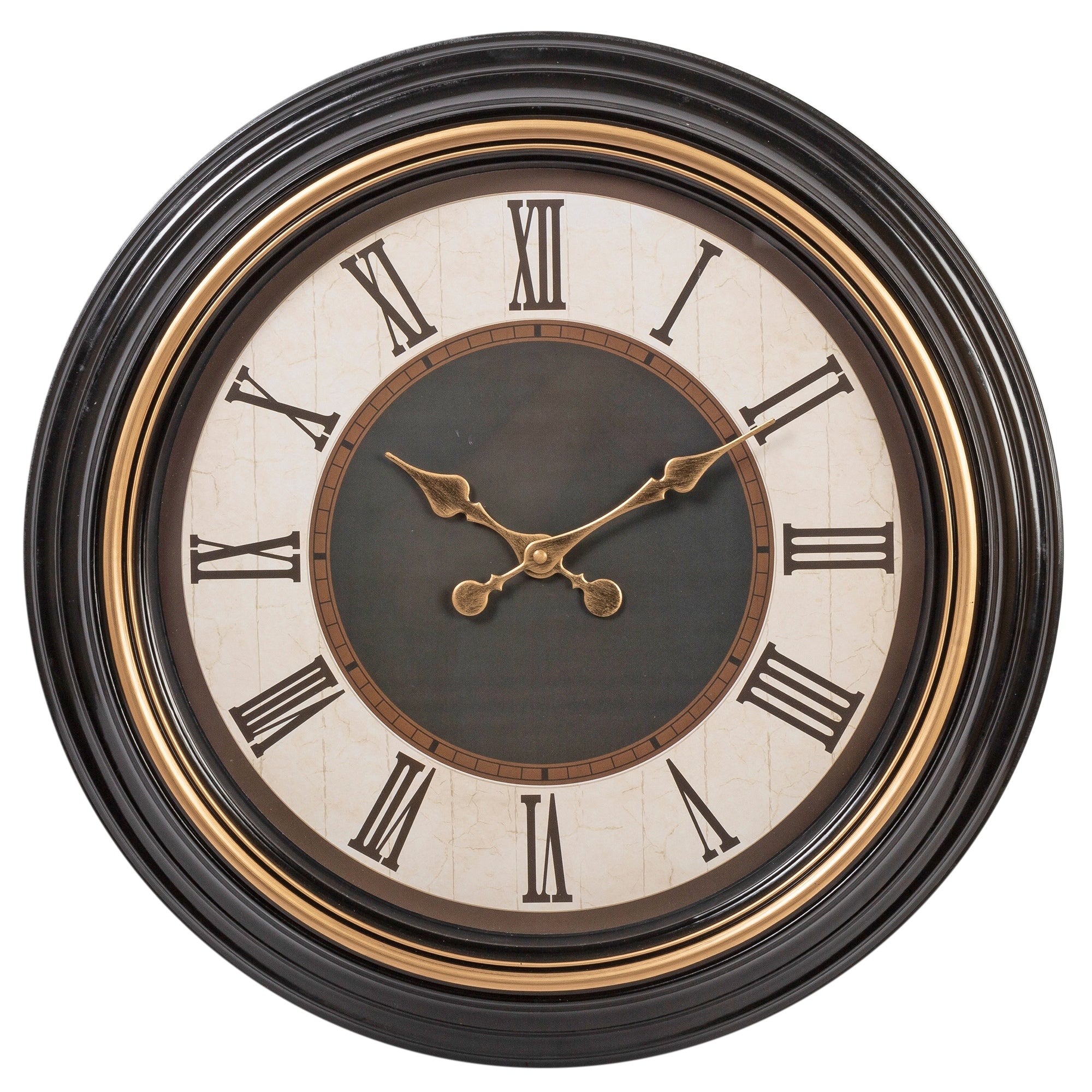 Kiera Grace Round Wall Clock with Brushed Copper Bezel, 20 inches