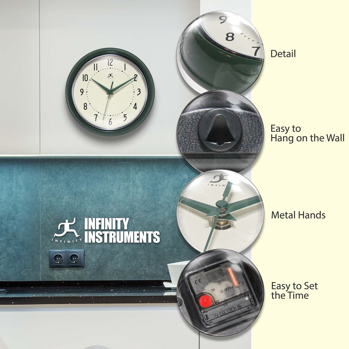 Round Retro Kitchen Wall Clock by Infinity Instruments