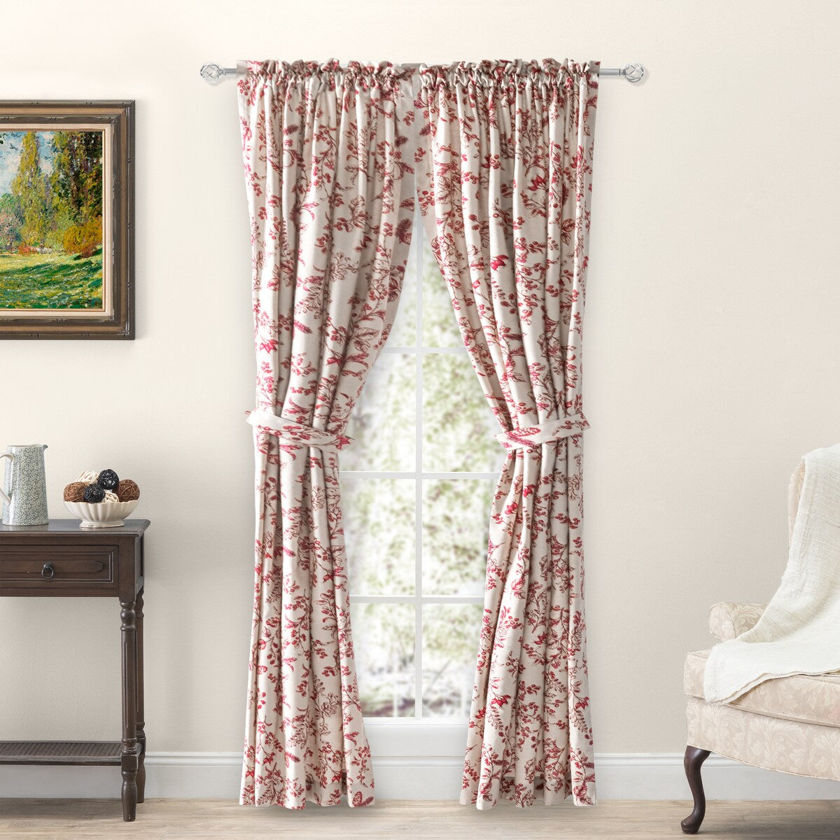 Waverly Gardens Tailored Panel Pair with tiebacks or Tailored Valance